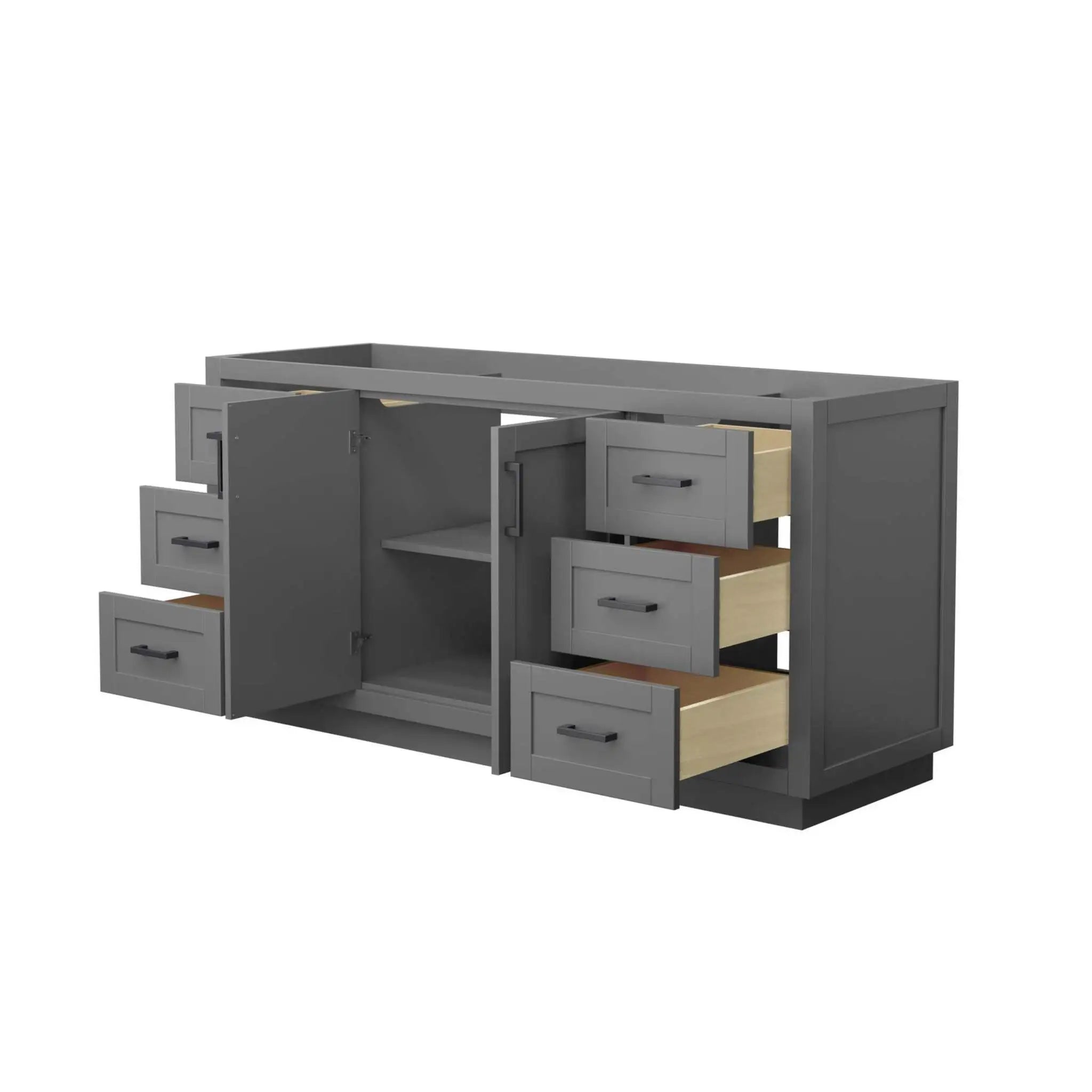 66" Miranda Single Bathroom Vanity in Dark Gray with Matte Black Trim by Wyndham