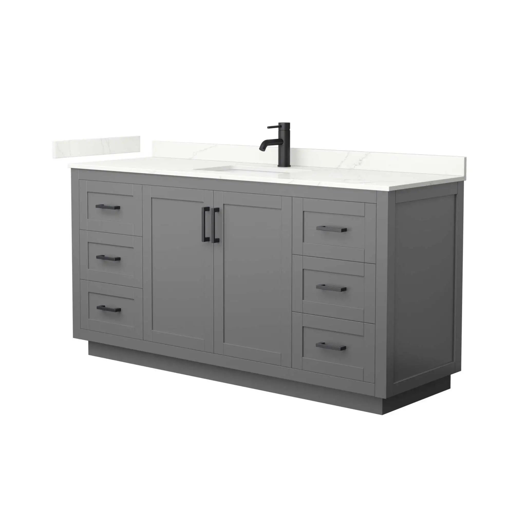 66" Miranda Single Bathroom Vanity in Dark Gray with Matte Black Trim by Wyndham
