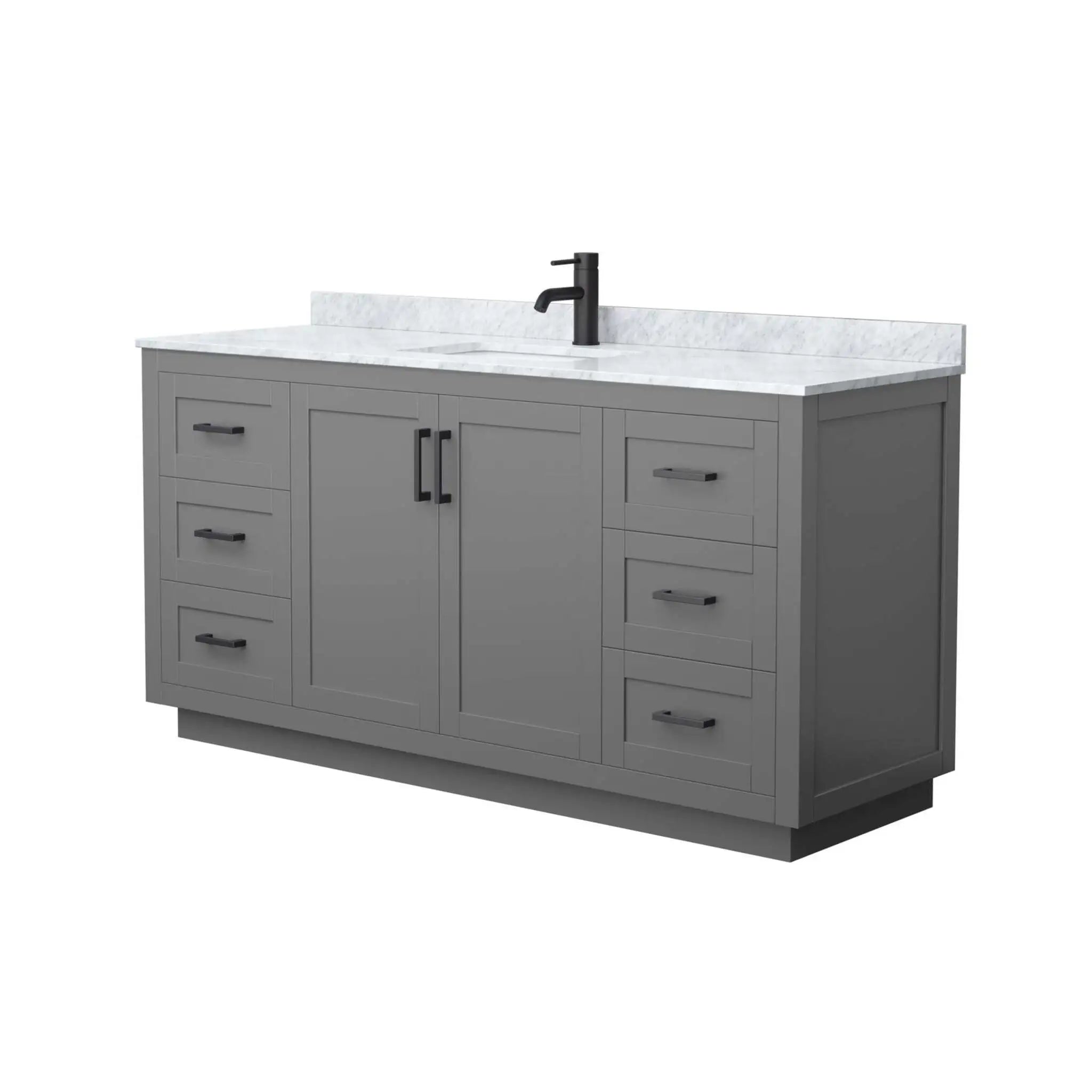 66" Miranda Single Bathroom Vanity in Dark Gray with Matte Black Trim by Wyndham