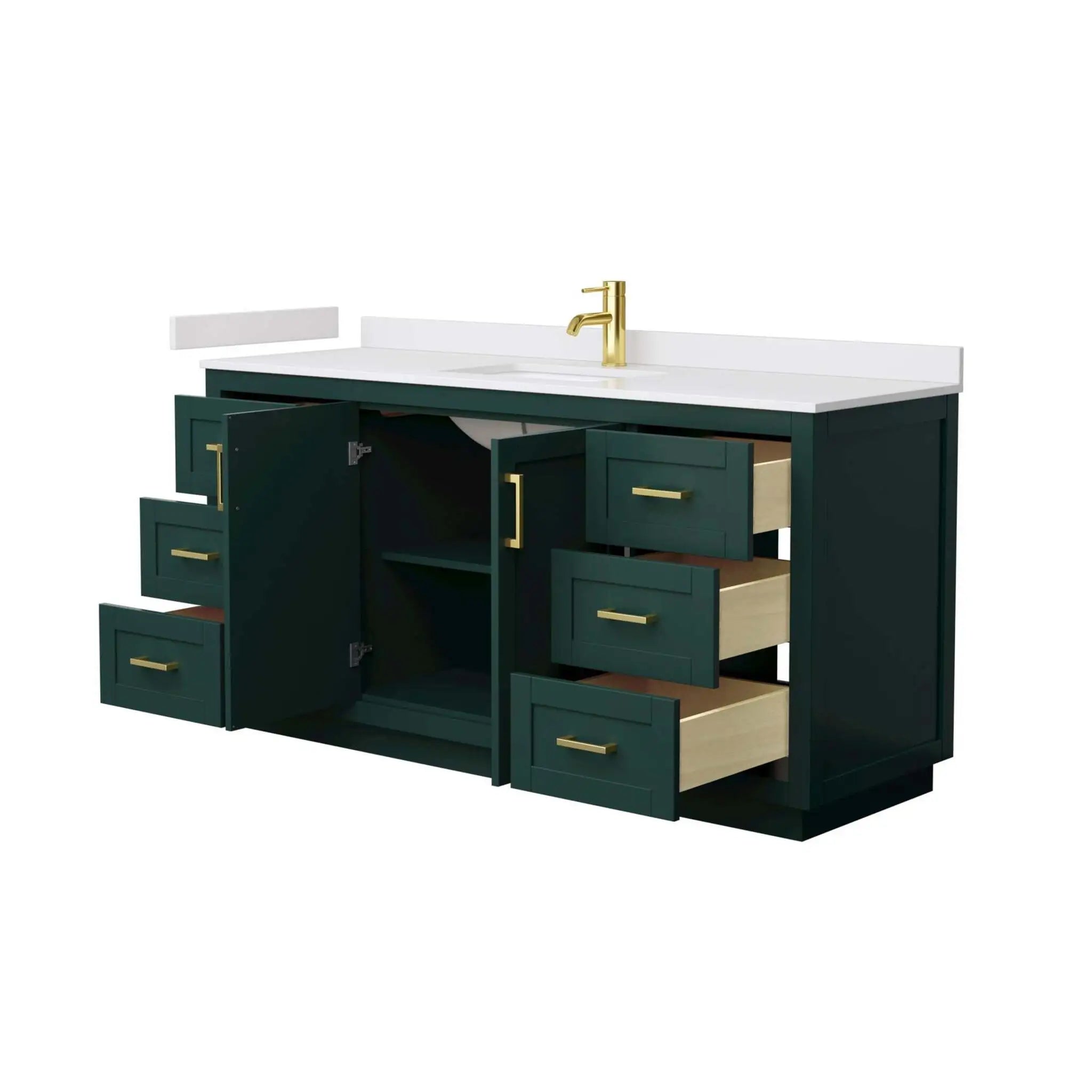 66" Miranda Single Bathroom Vanity in Green with Brushed Gold Trim by Wyndham