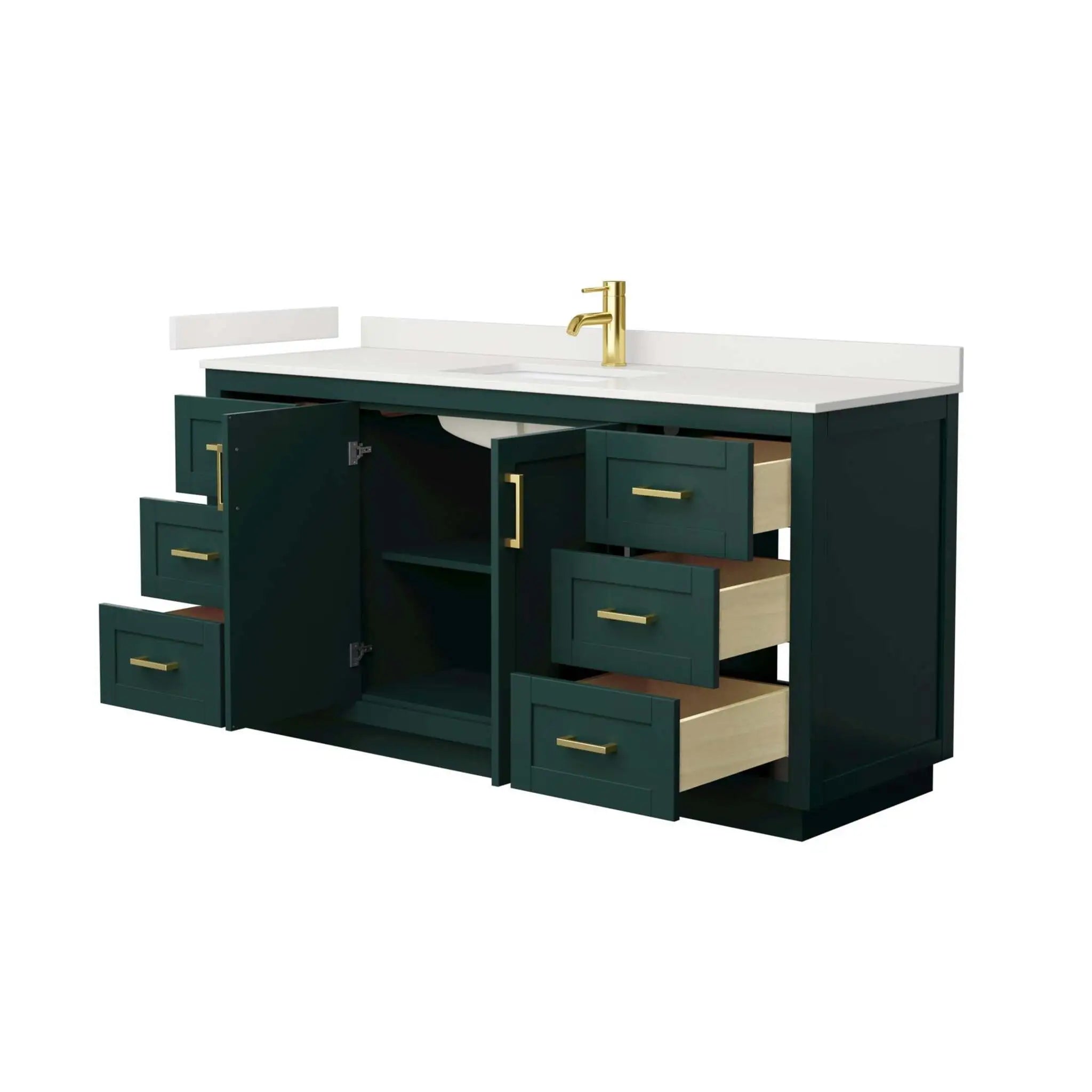 66" Miranda Single Bathroom Vanity in Green with Brushed Gold Trim by Wyndham