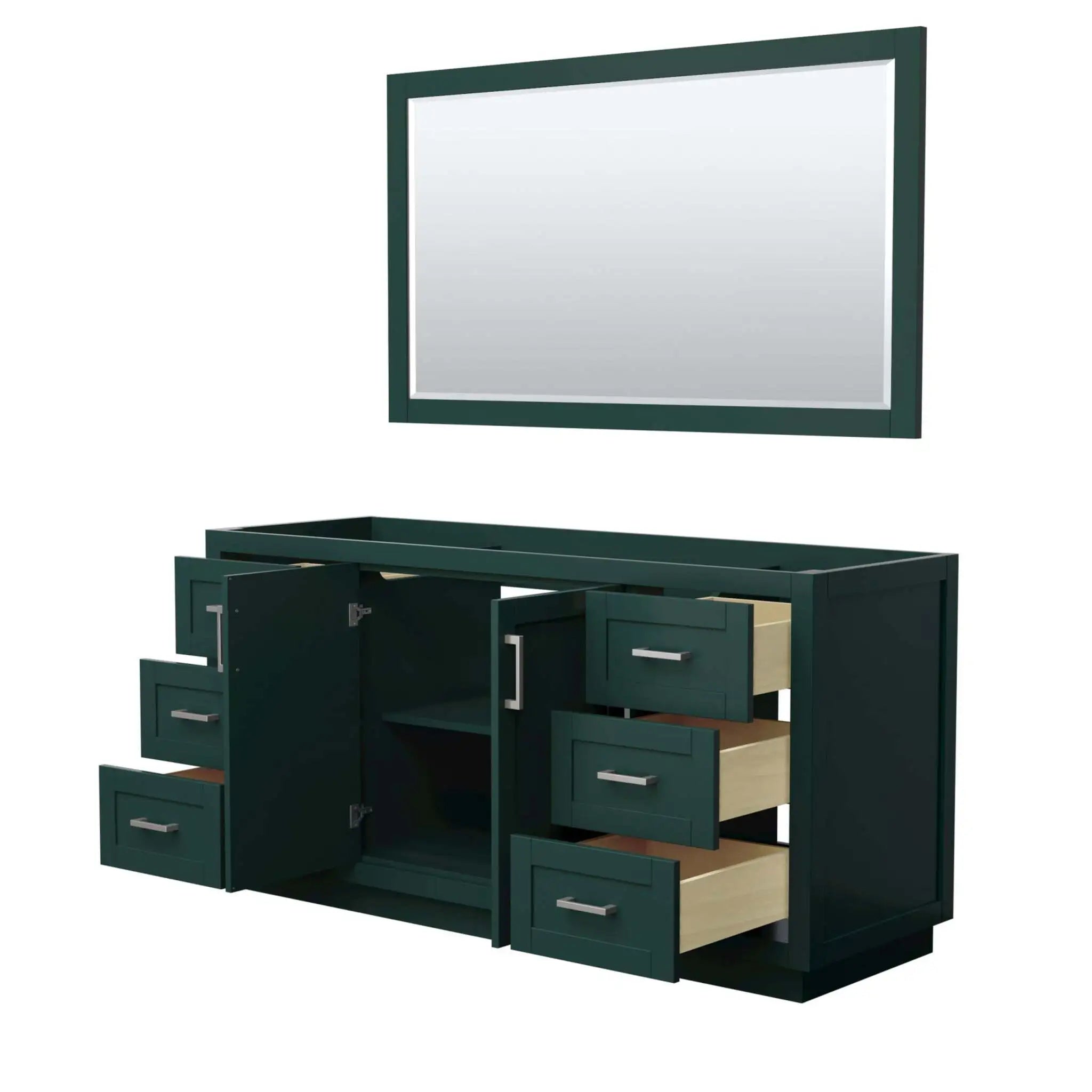 66" Miranda Single Bathroom Vanity in Green with Brushed Nickel Trim & 58" Mirror by Wyndham