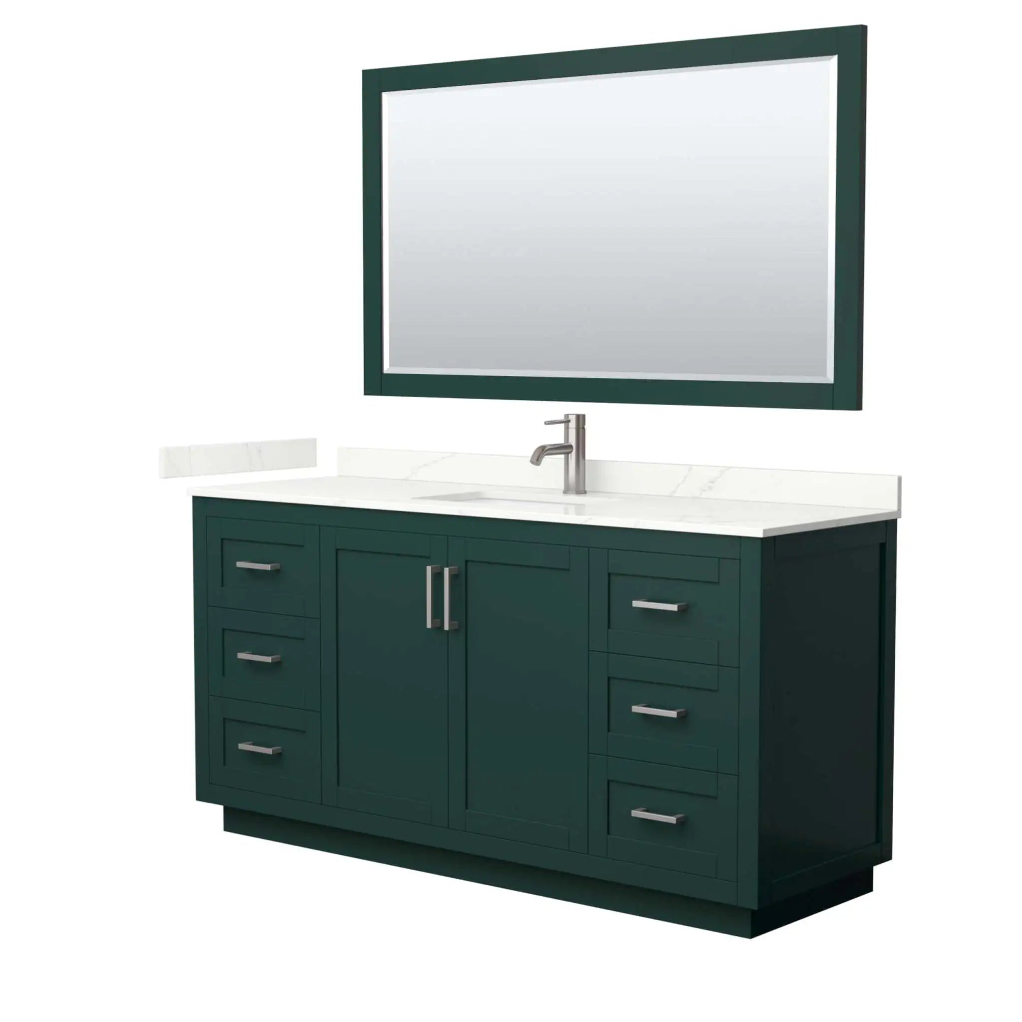 66" Miranda Single Bathroom Vanity in Green with Brushed Nickel Trim & 58" Mirror by Wyndham