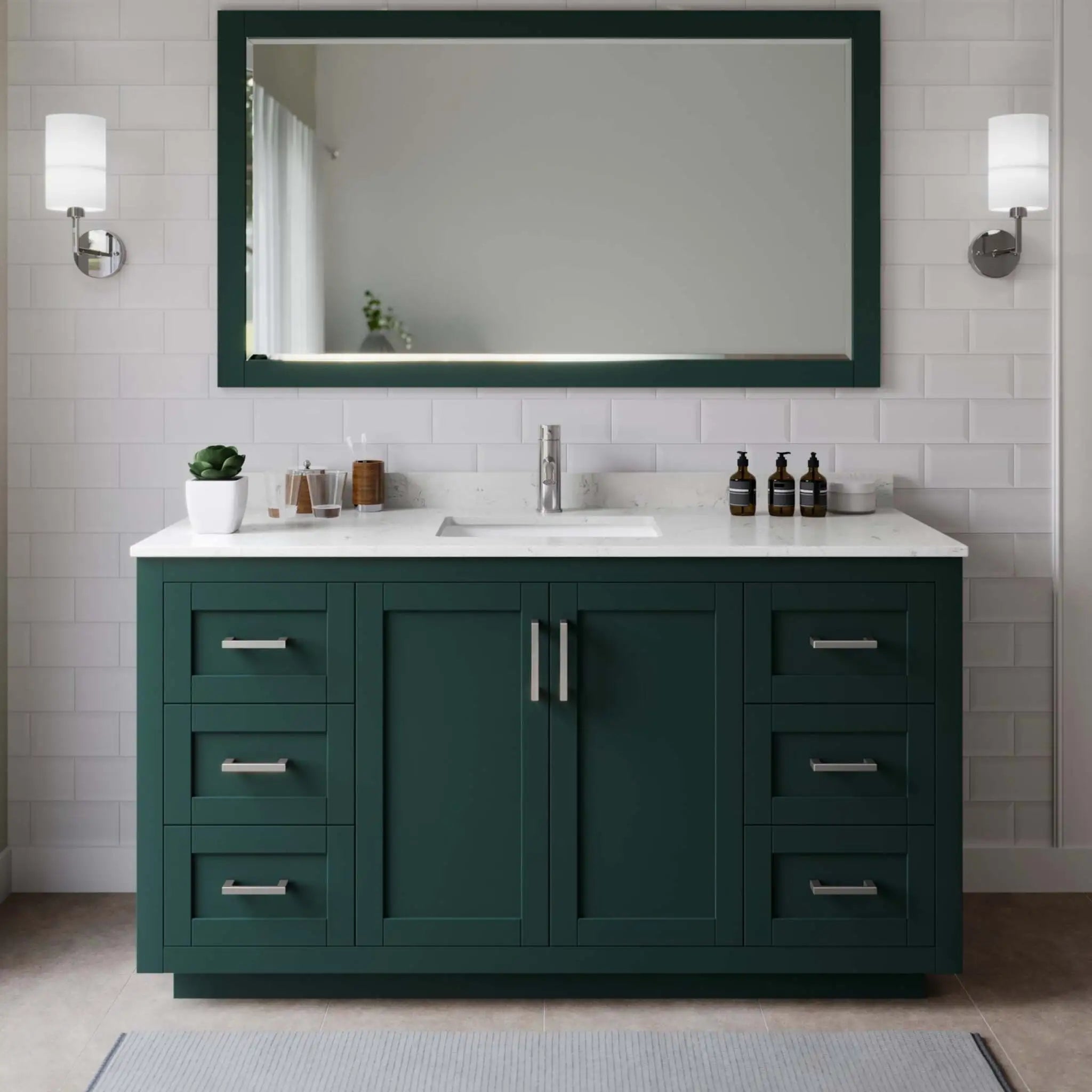 66" Miranda Single Bathroom Vanity in Green with Brushed Nickel Trim by Wyndham