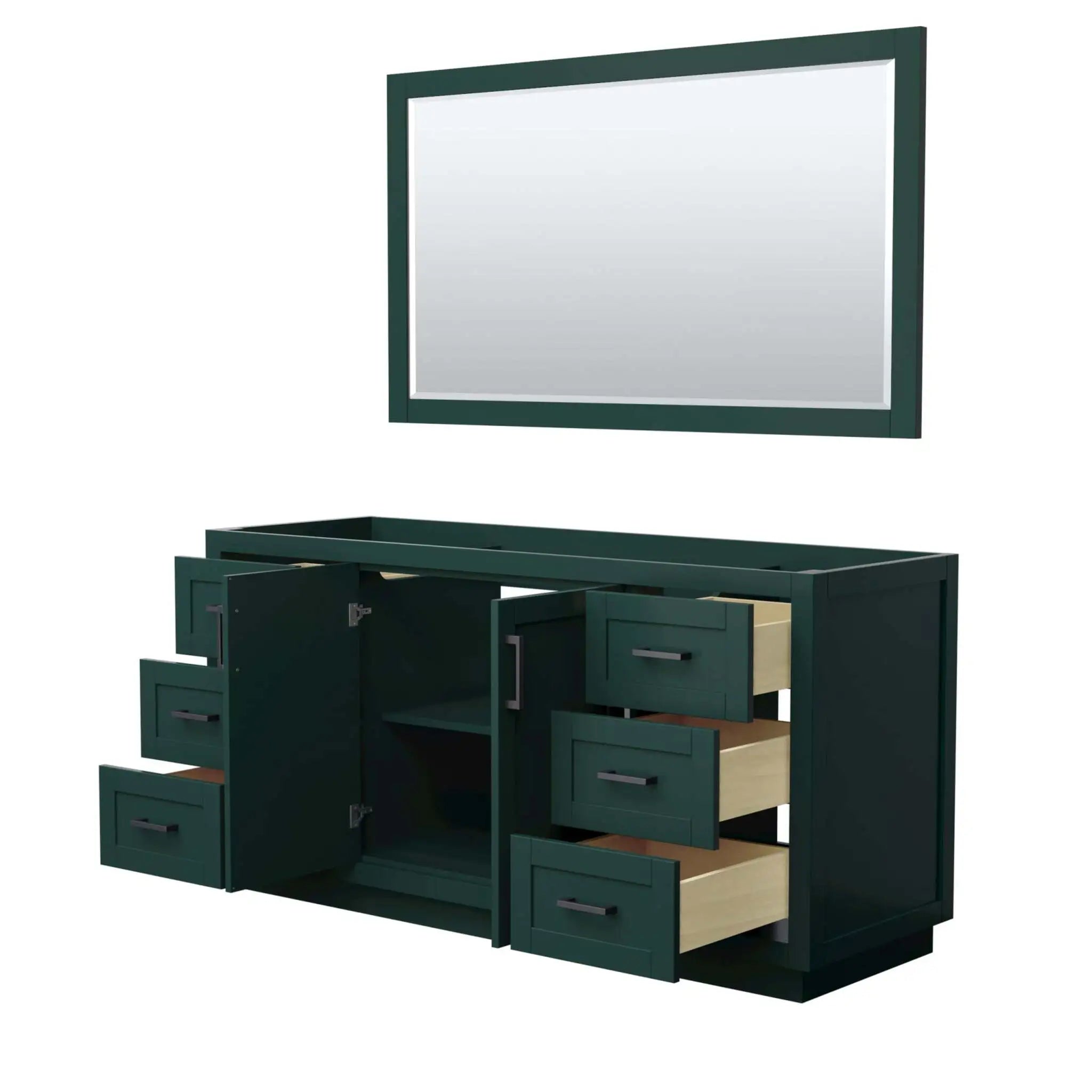 66" Miranda Single Bathroom Vanity in Green with Matte Black Trim & 58" Mirror by Wyndham