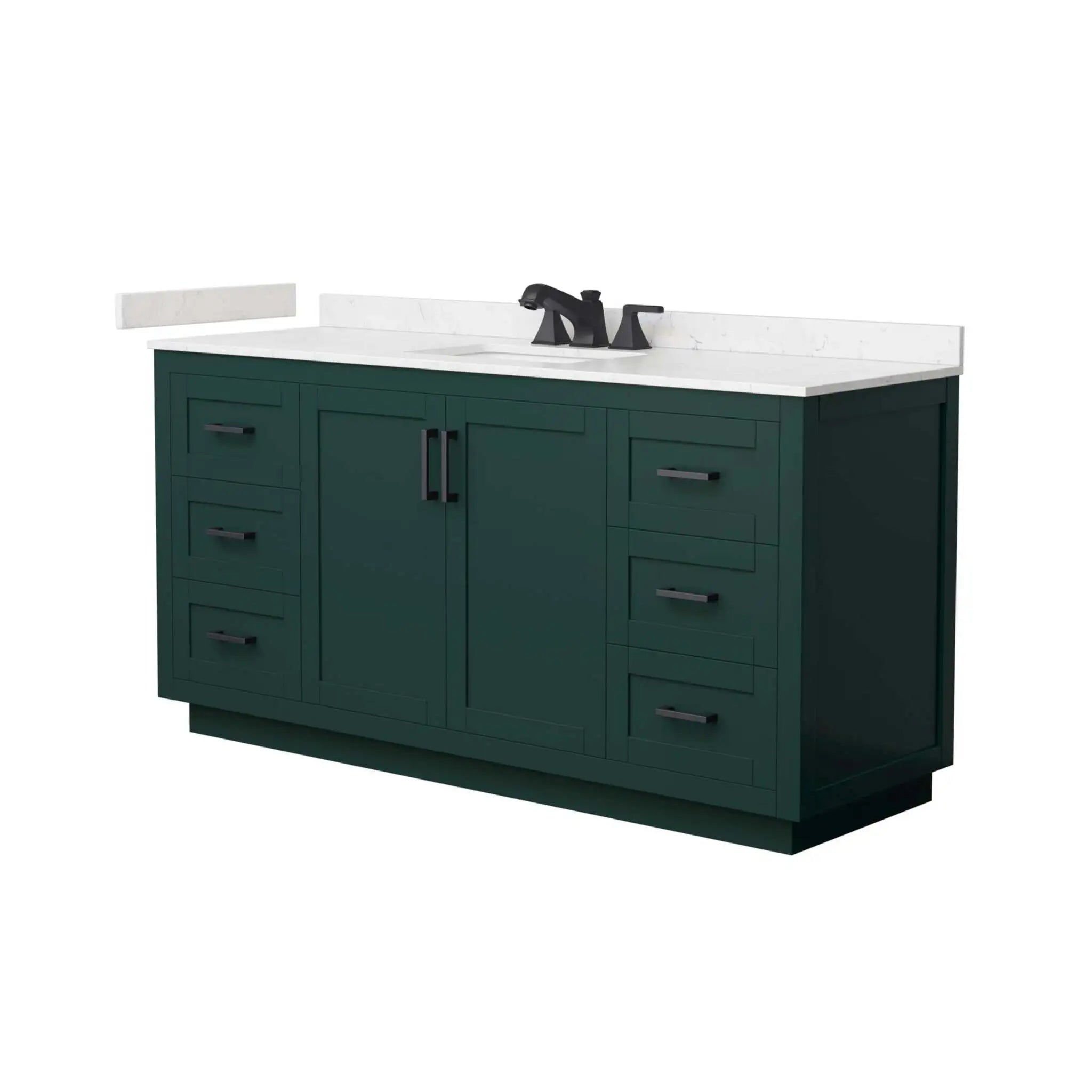 66" Miranda Single Bathroom Vanity in Green with Matte Black Trim by Wyndham