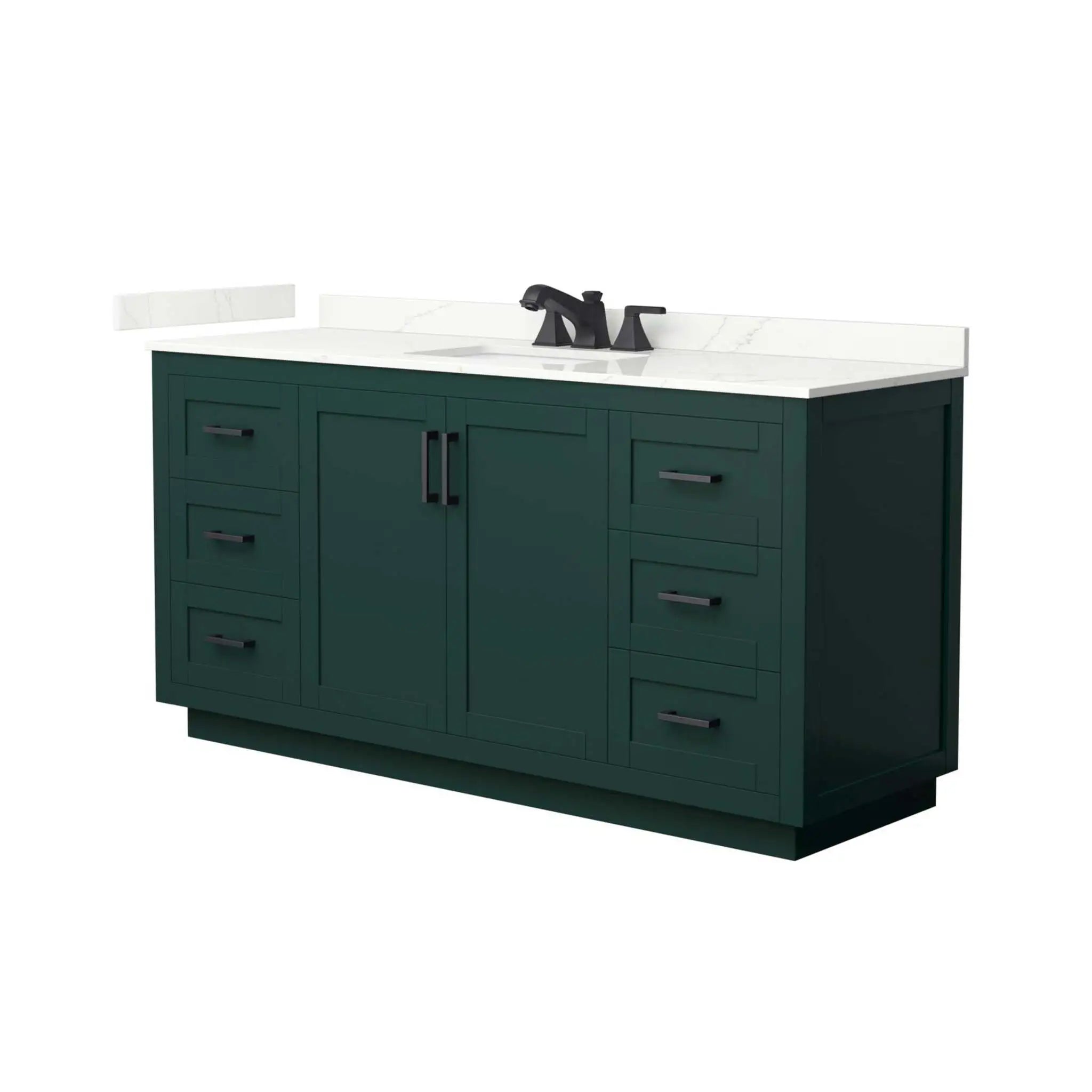 66" Miranda Single Bathroom Vanity in Green with Matte Black Trim by Wyndham