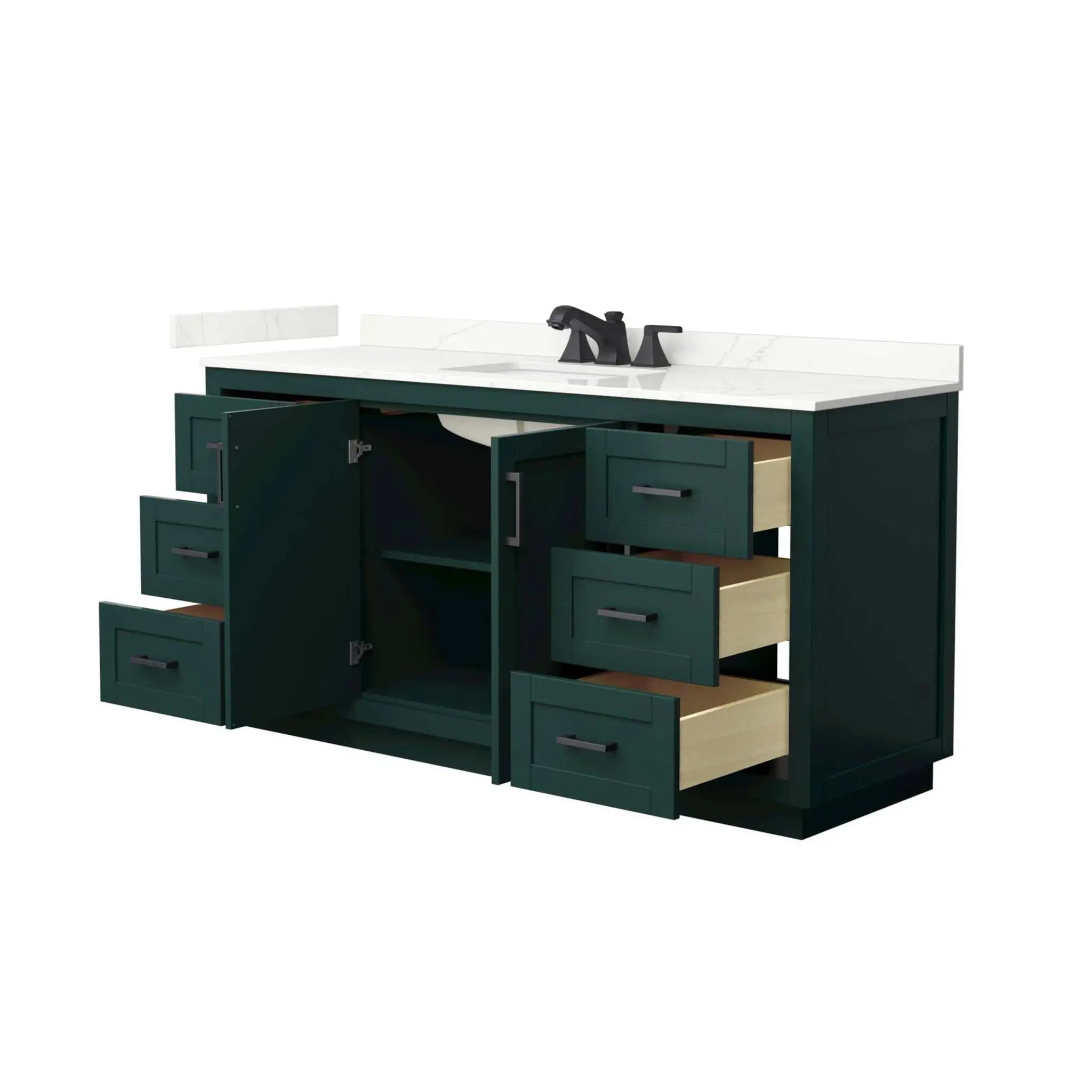 66" Miranda Single Bathroom Vanity in Green with Matte Black Trim by Wyndham