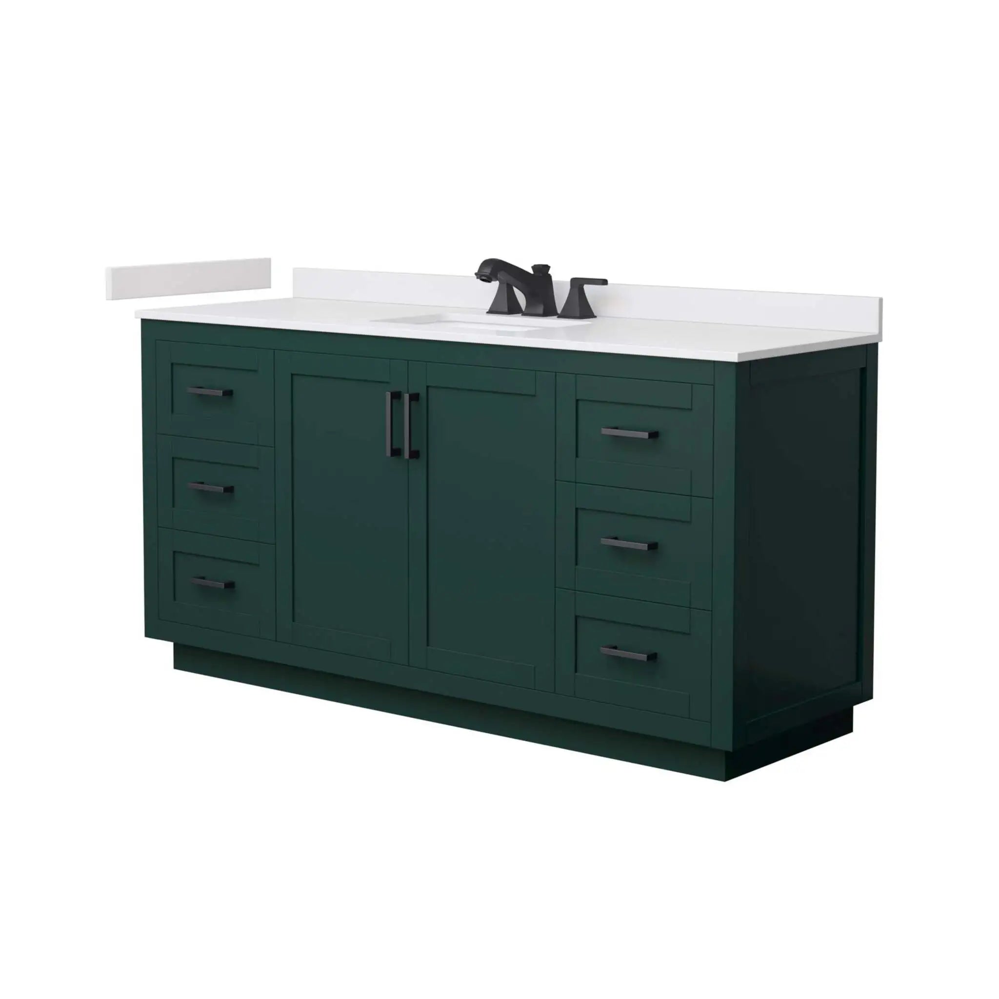 66" Miranda Single Bathroom Vanity in Green with Matte Black Trim by Wyndham