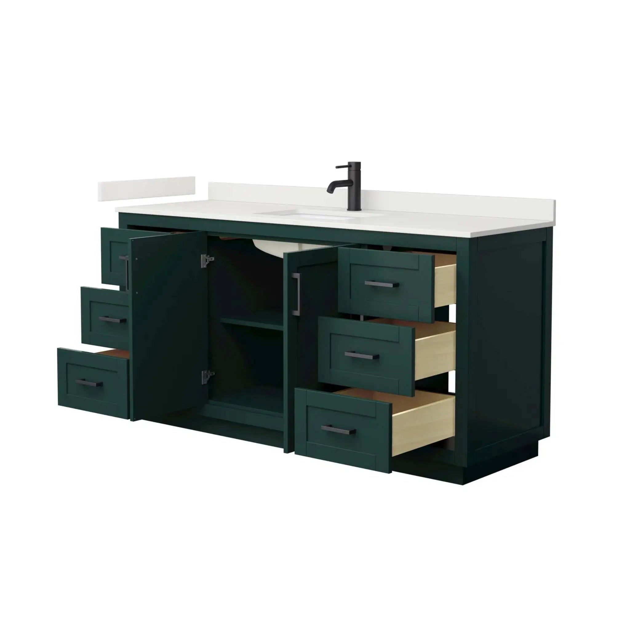 66" Miranda Single Bathroom Vanity in Green with Matte Black Trim by Wyndham