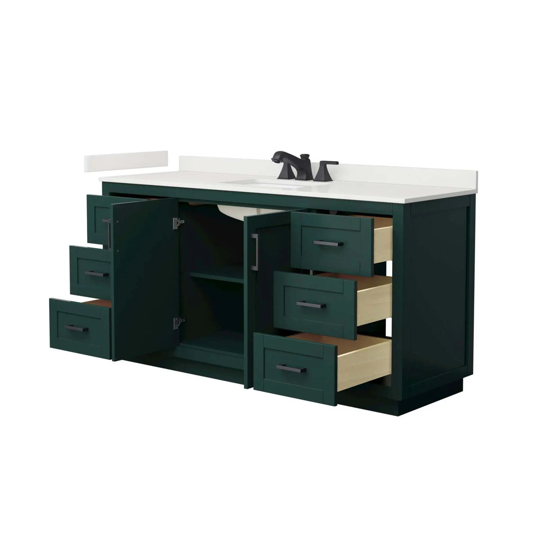 66" Miranda Single Bathroom Vanity in Green with Matte Black Trim by Wyndham
