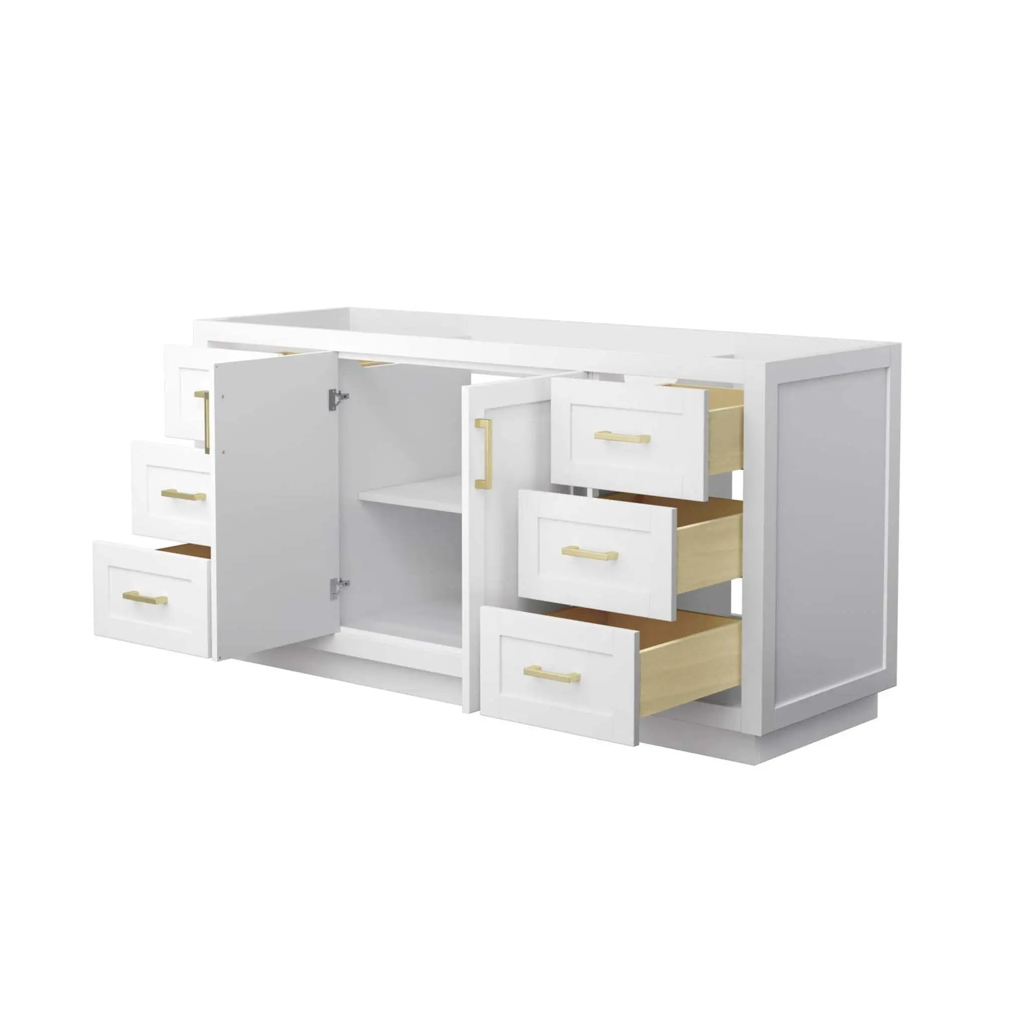 66" Miranda Single Bathroom Vanity in White with Brushed Gold Trim by Wyndham