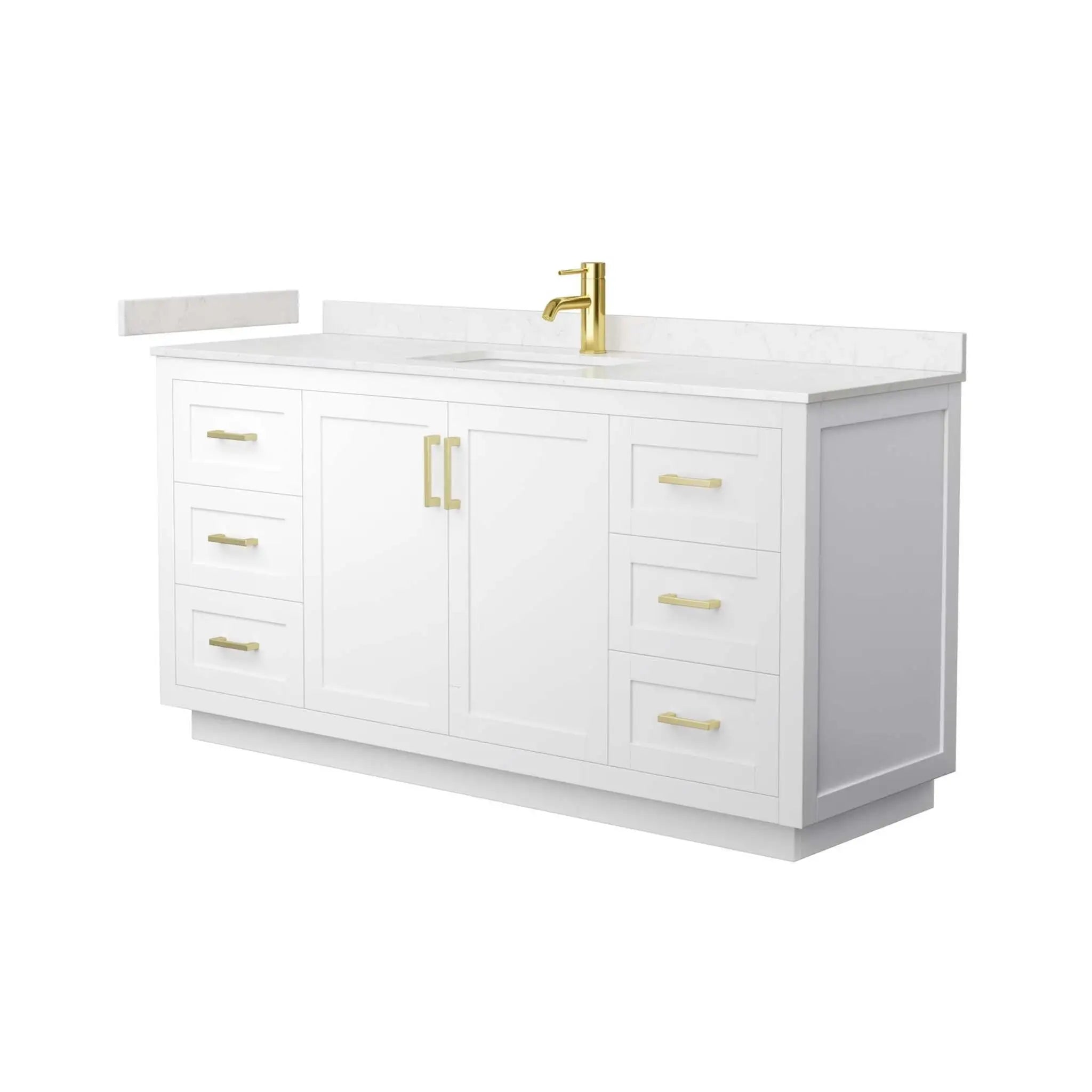 66" Miranda Single Bathroom Vanity in White with Brushed Gold Trim by Wyndham
