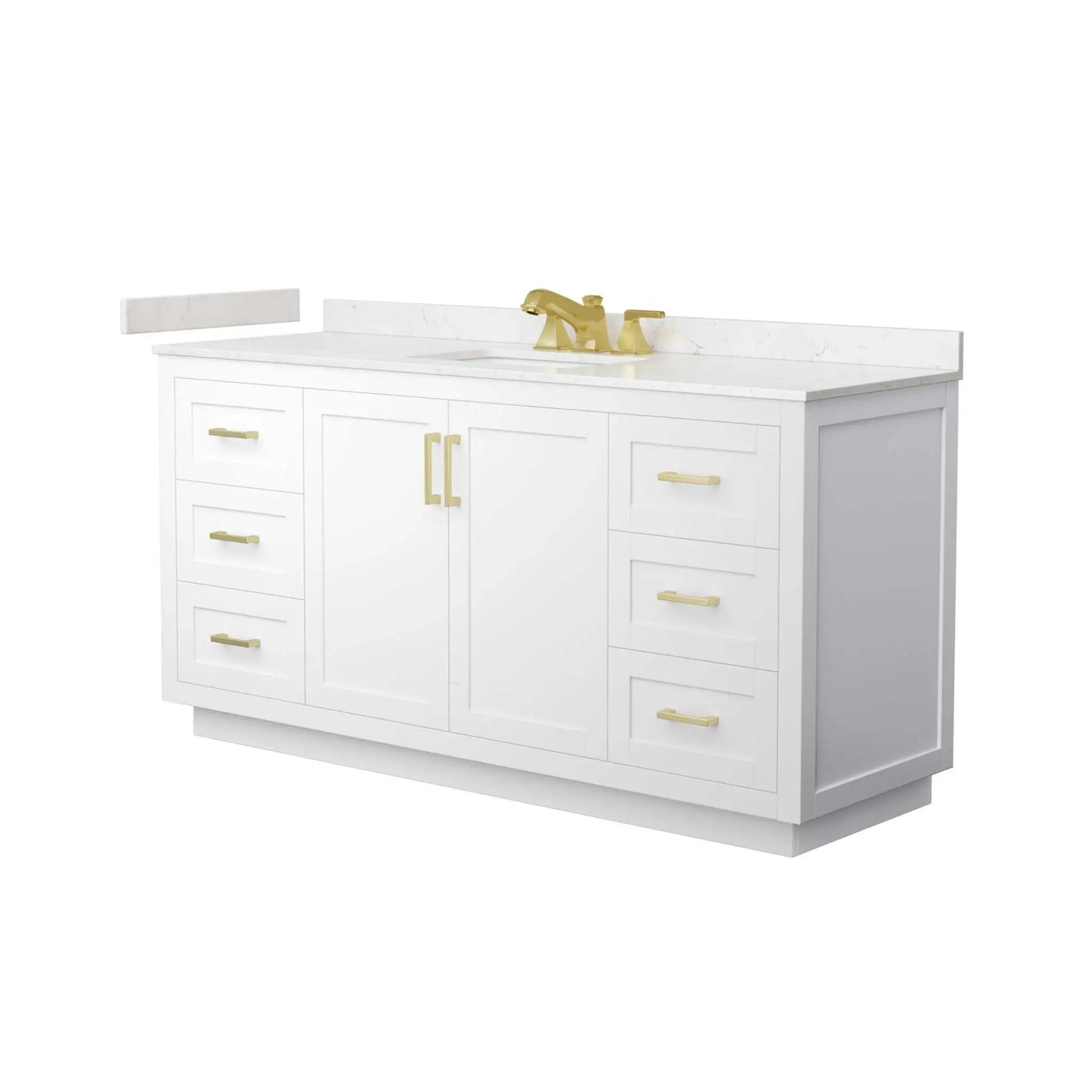 66" Miranda Single Bathroom Vanity in White with Brushed Gold Trim by Wyndham
