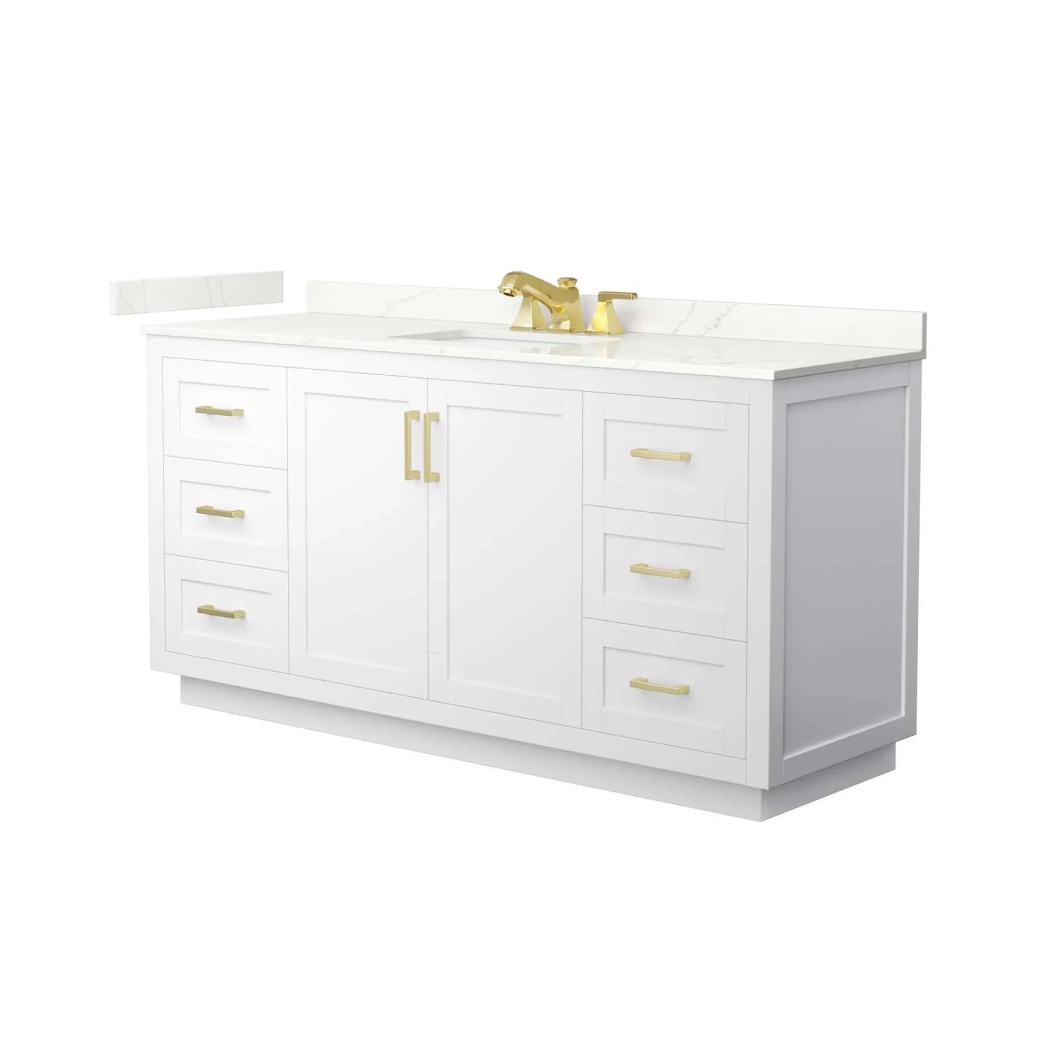 66" Miranda Single Bathroom Vanity in White with Brushed Gold Trim by Wyndham