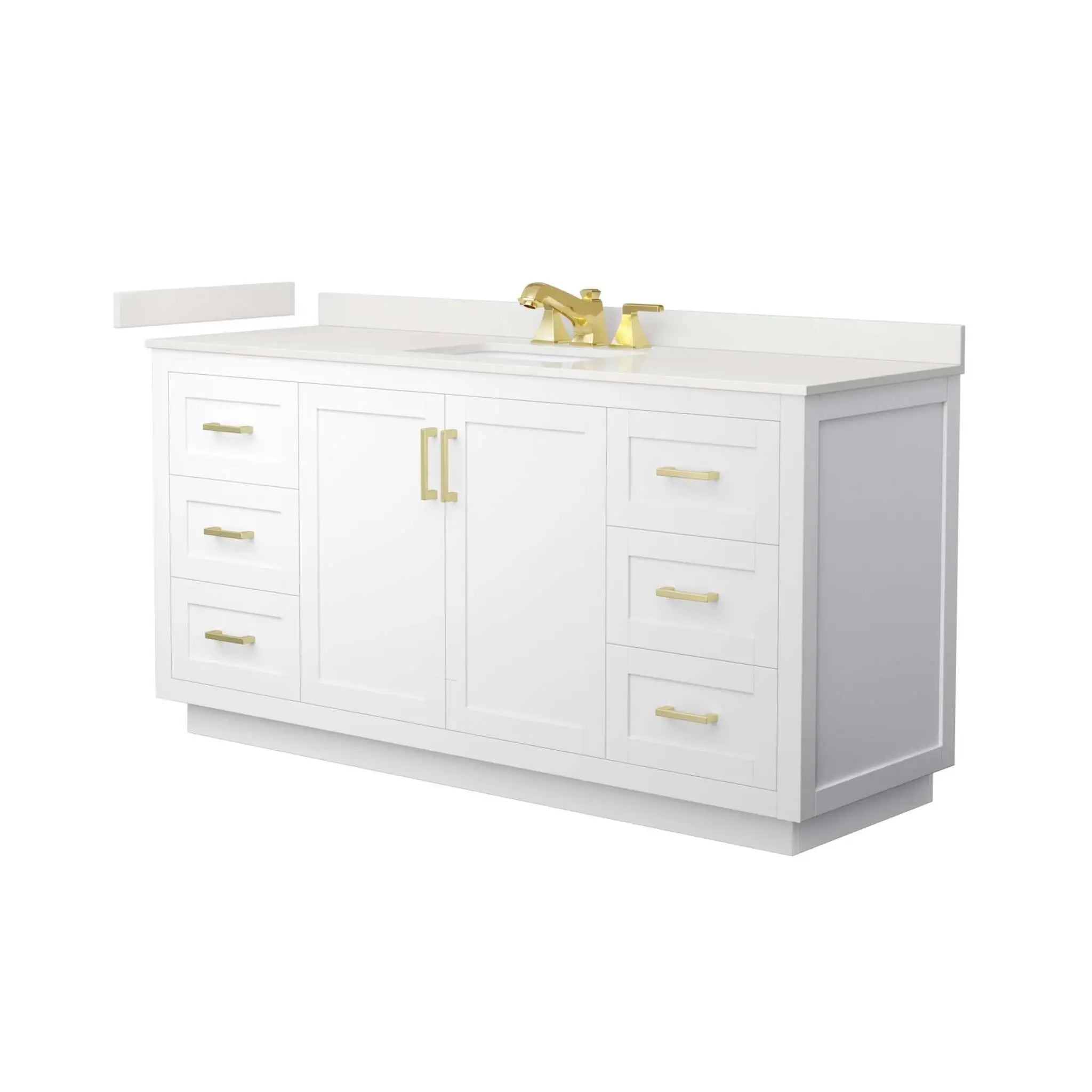 66" Miranda Single Bathroom Vanity in White with Brushed Gold Trim by Wyndham