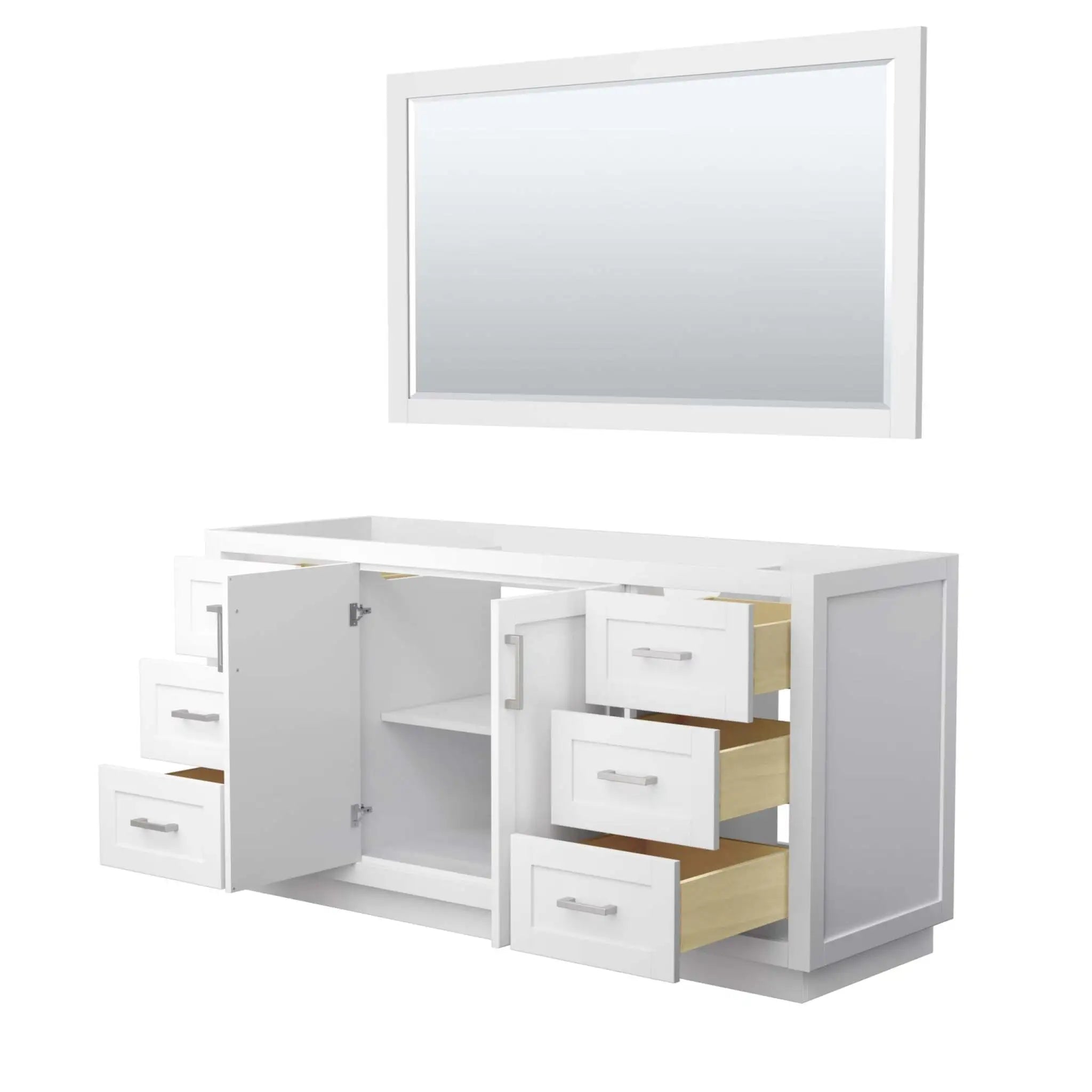 66" Miranda Single Bathroom Vanity in White with Brushed Nickel Trim & 58" Mirror by Wyndham