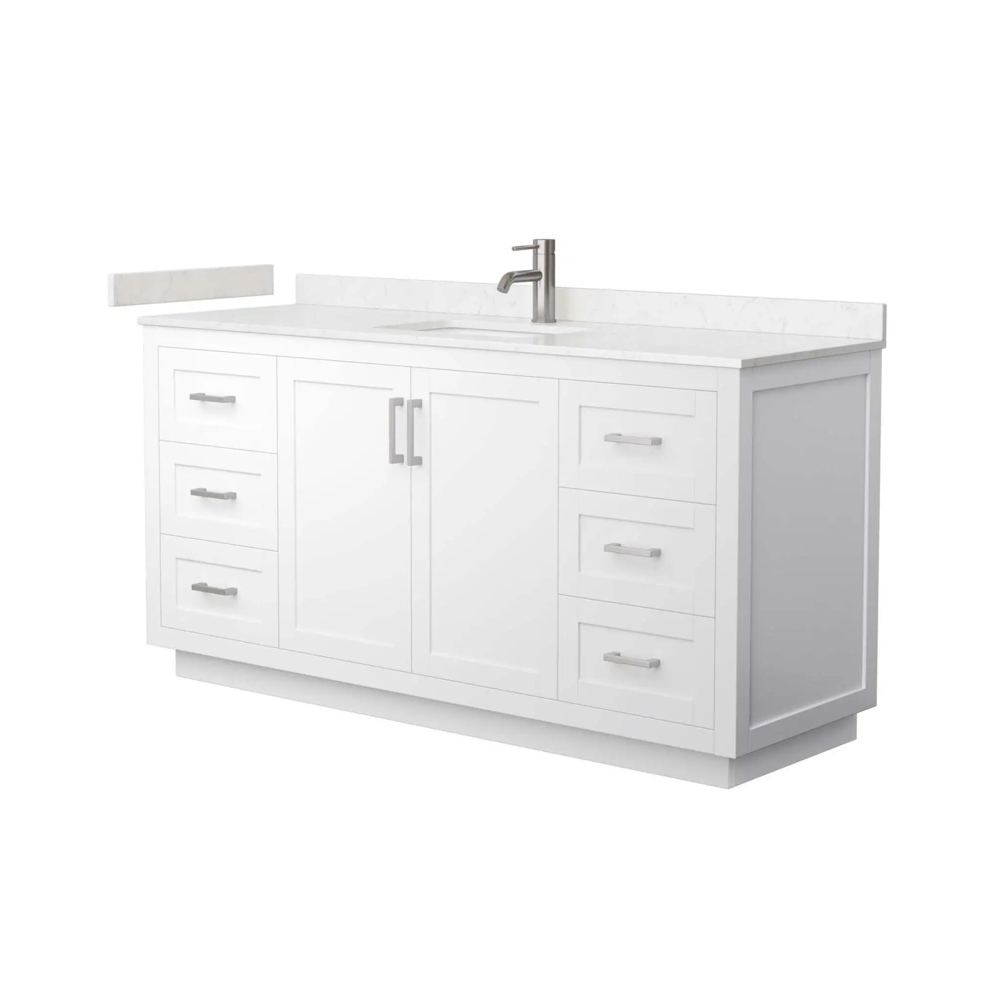 66" Miranda Single Bathroom Vanity in White with Brushed Nickel Trim by Wyndham