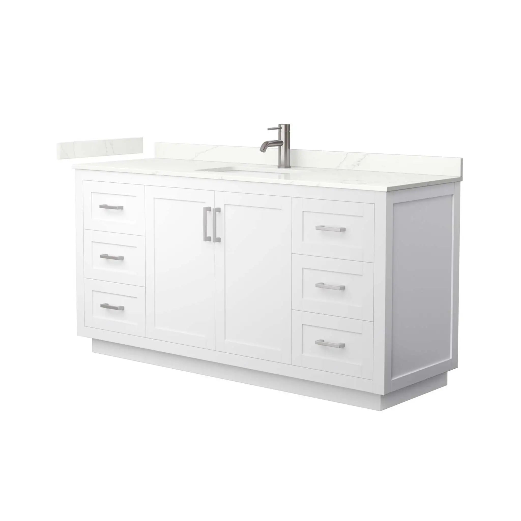 66" Miranda Single Bathroom Vanity in White with Brushed Nickel Trim by Wyndham