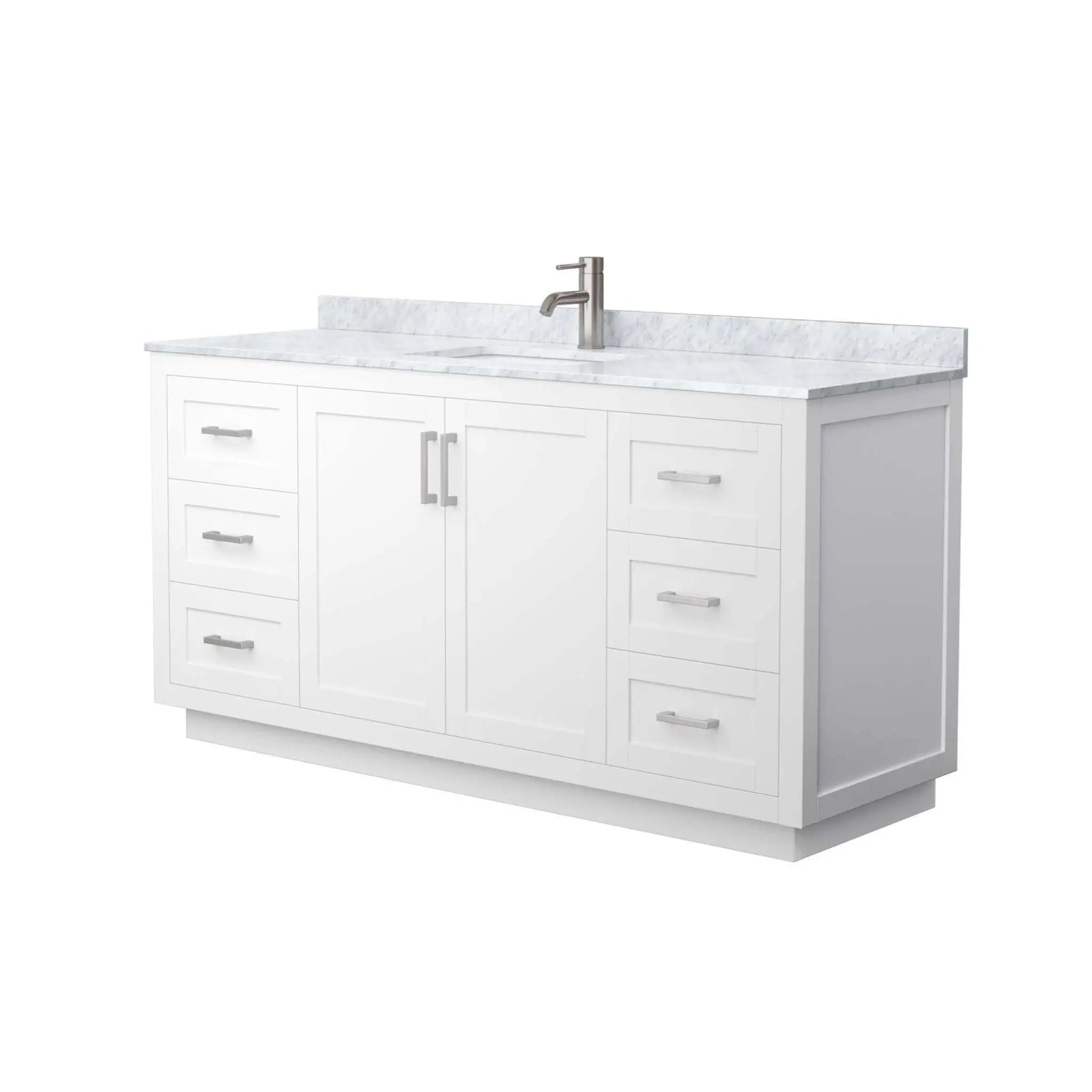 66" Miranda Single Bathroom Vanity in White with Brushed Nickel Trim by Wyndham
