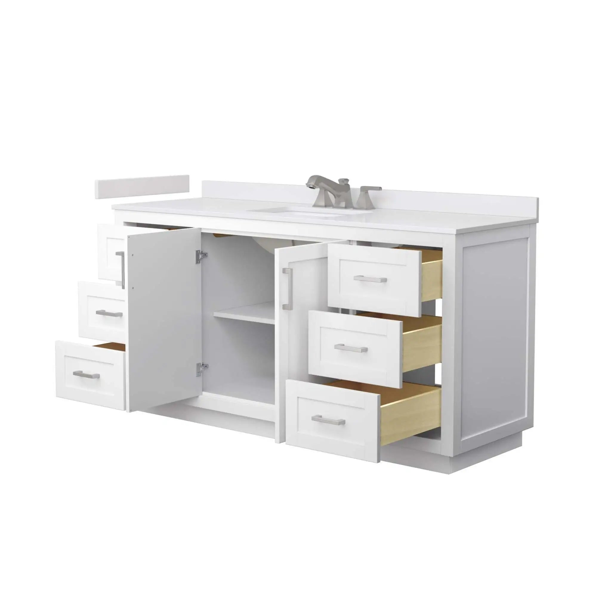66" Miranda Single Bathroom Vanity in White with Brushed Nickel Trim by Wyndham
