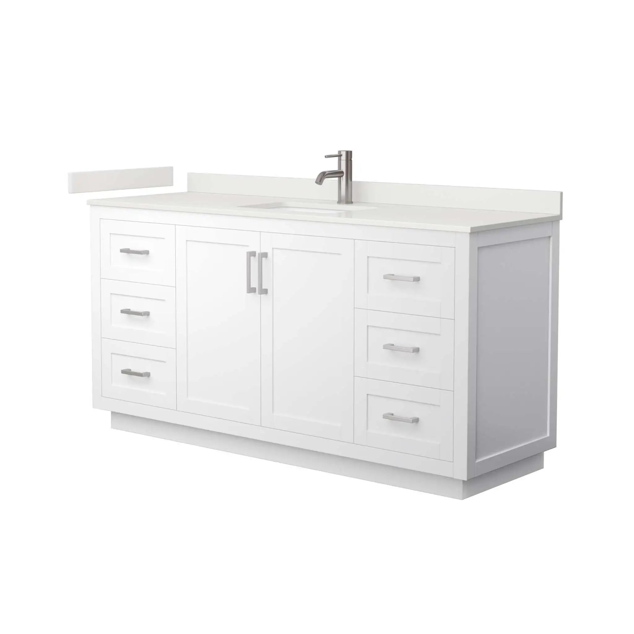 66" Miranda Single Bathroom Vanity in White with Brushed Nickel Trim by Wyndham