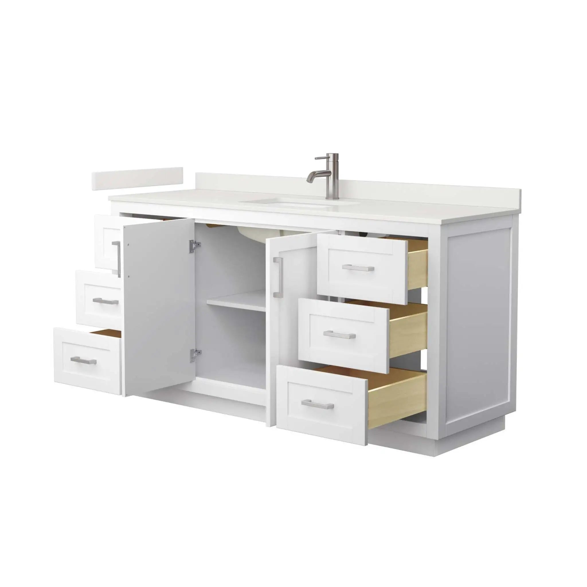 66" Miranda Single Bathroom Vanity in White with Brushed Nickel Trim by Wyndham