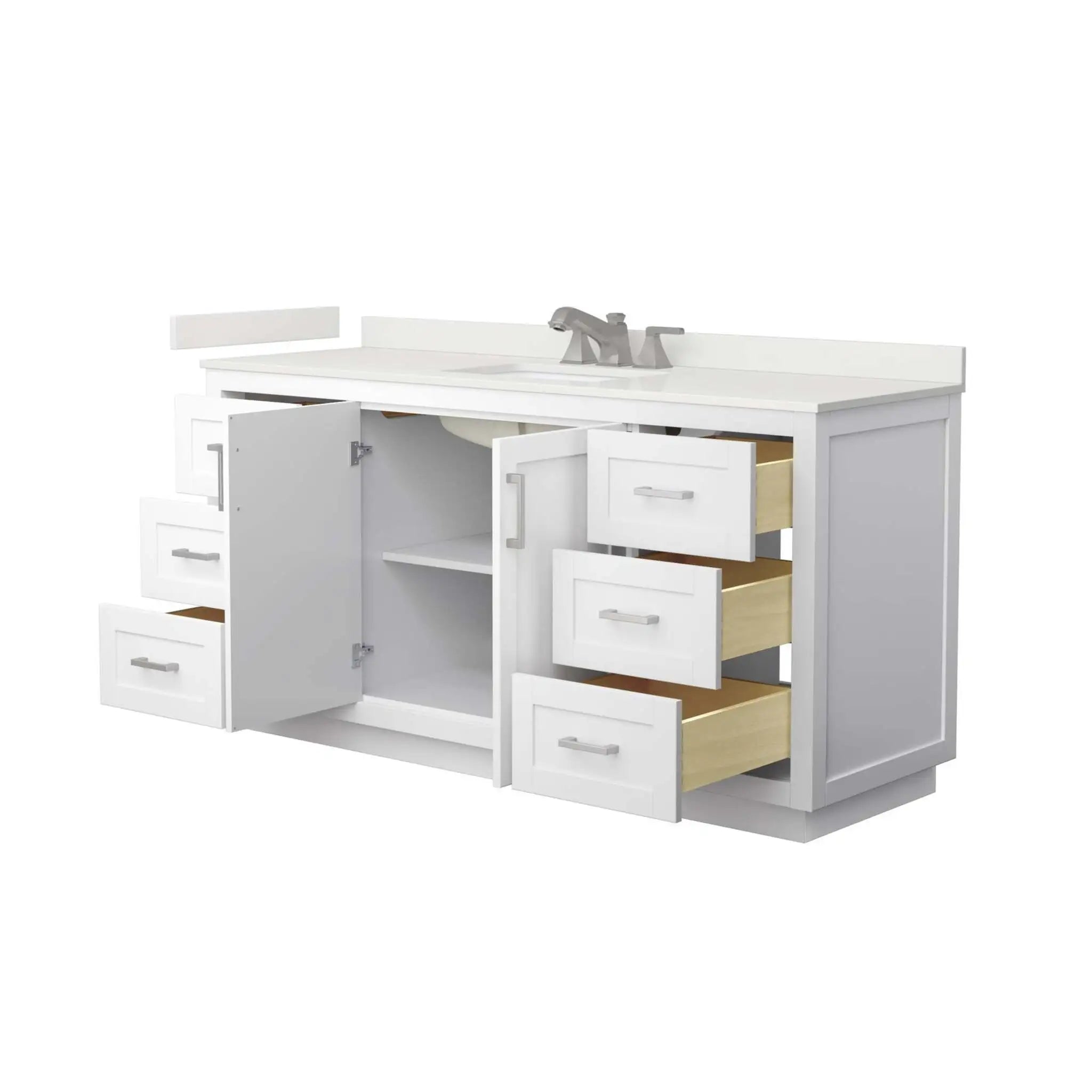 66" Miranda Single Bathroom Vanity in White with Brushed Nickel Trim by Wyndham