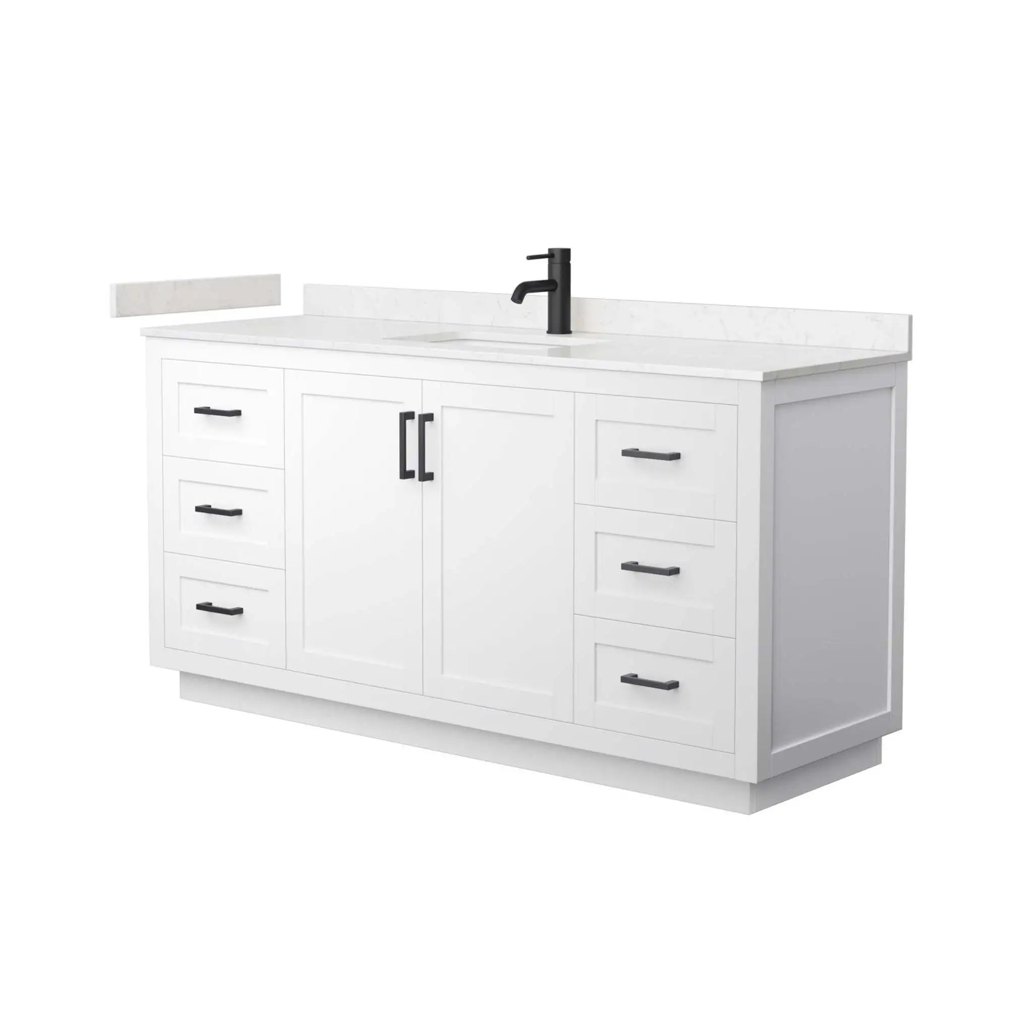 66" Miranda Single Bathroom Vanity in White with Matte Black Trim by Wyndham