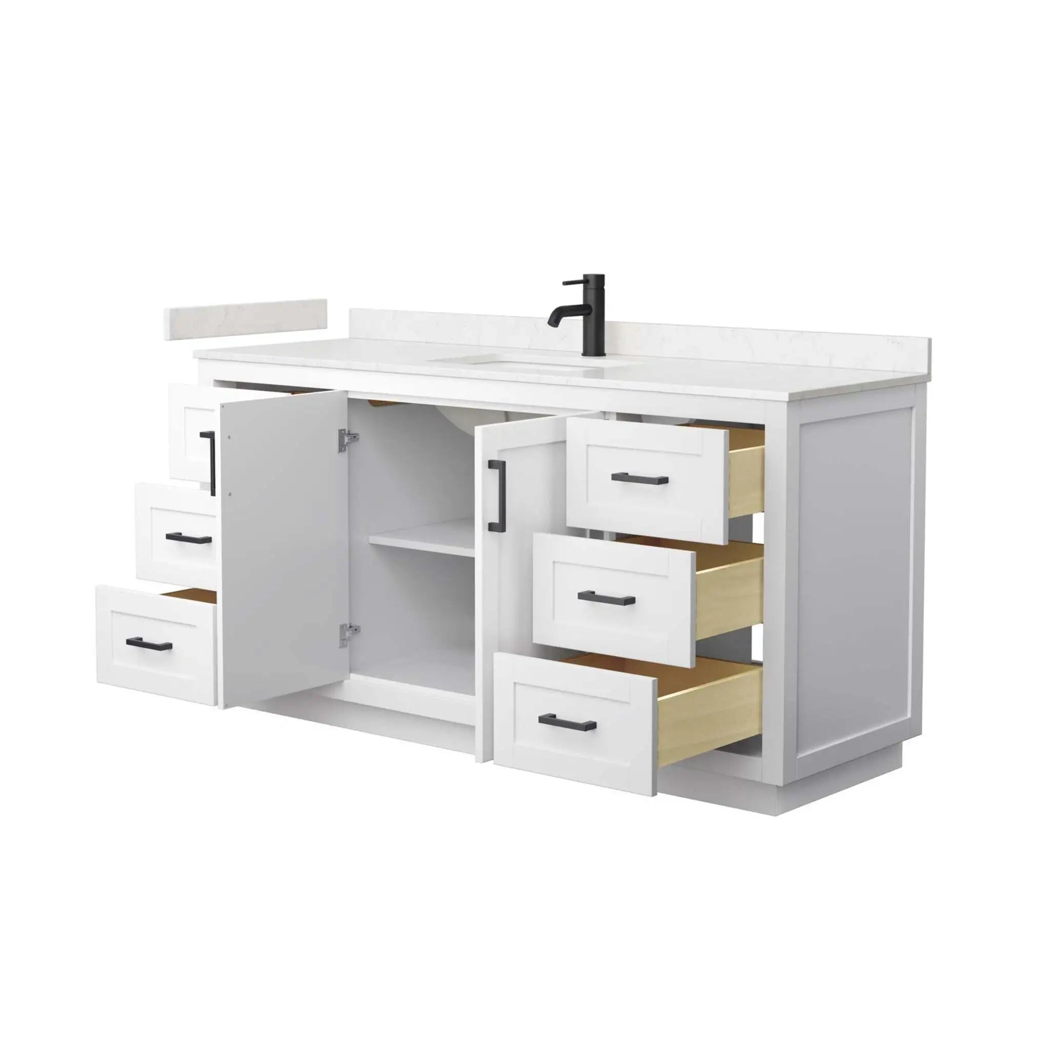 66" Miranda Single Bathroom Vanity in White with Matte Black Trim by Wyndham
