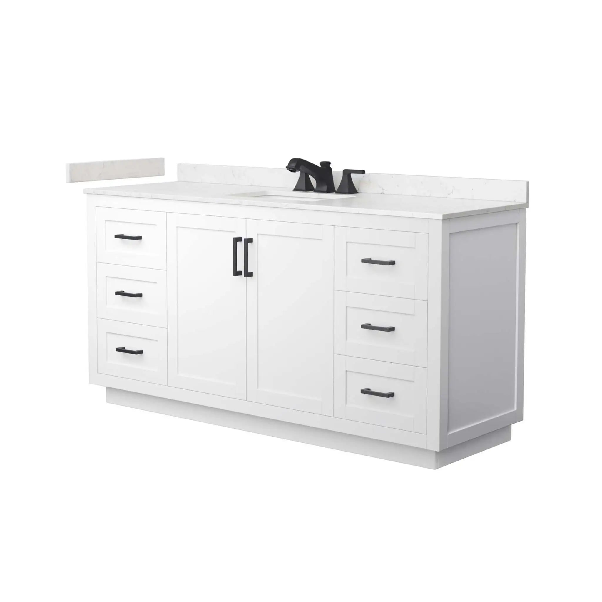 66" Miranda Single Bathroom Vanity in White with Matte Black Trim by Wyndham