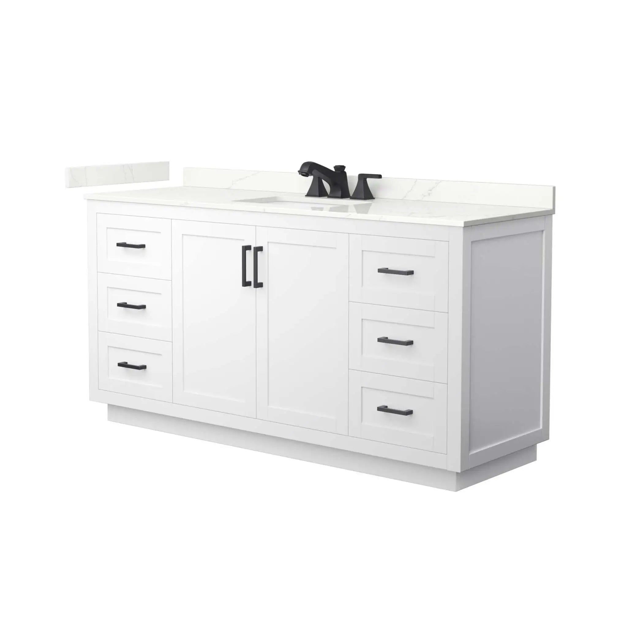 66" Miranda Single Bathroom Vanity in White with Matte Black Trim by Wyndham