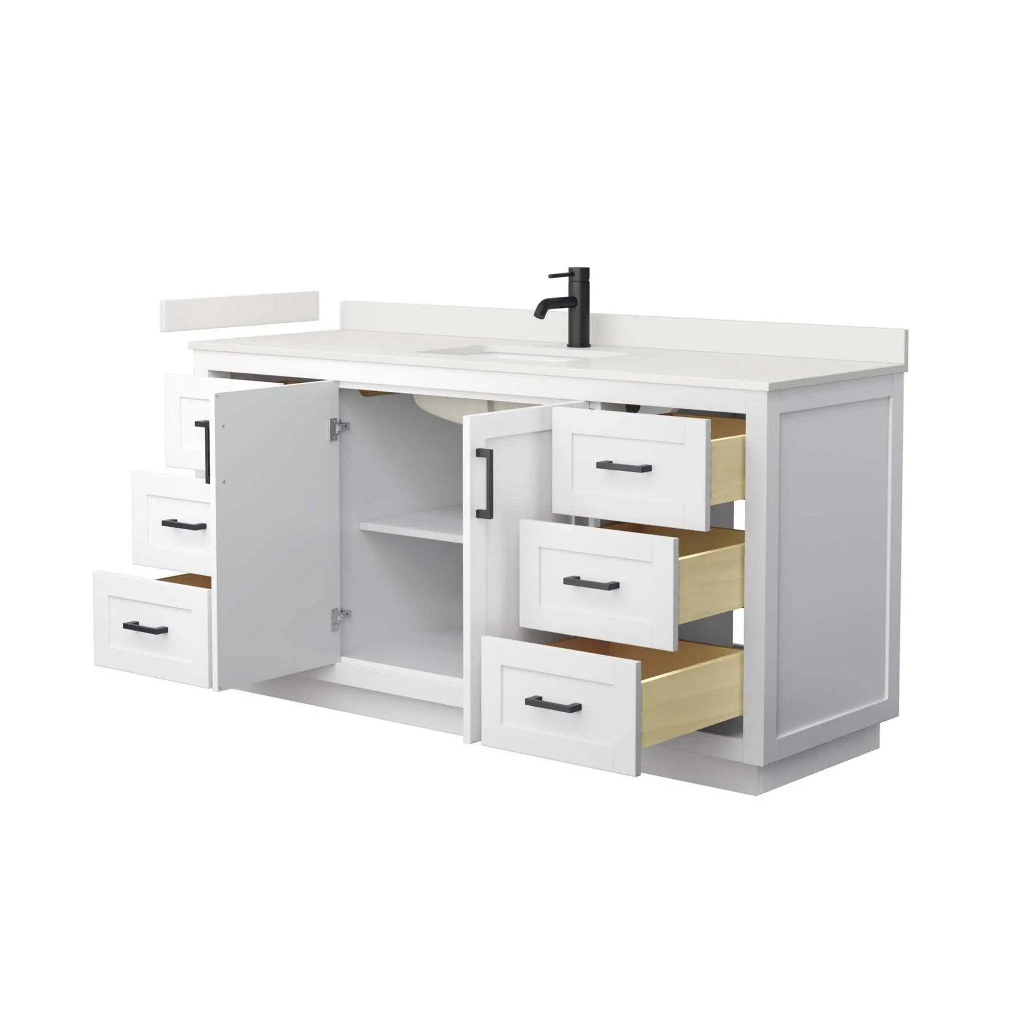 66" Miranda Single Bathroom Vanity in White with Matte Black Trim by Wyndham