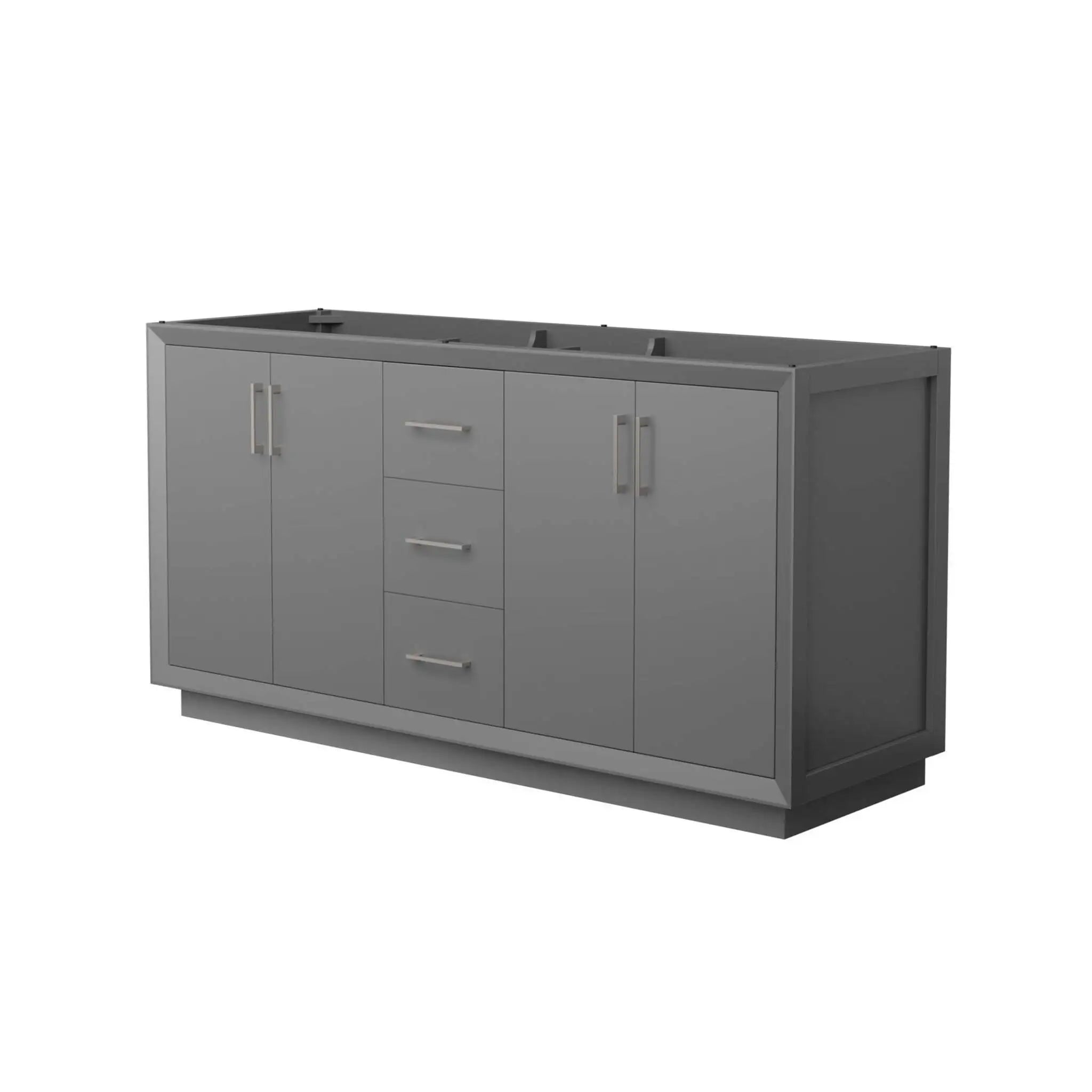 66" Strada Double Bathroom Vanity in Dark Gray with Brushed Nickel Trim by Wyndham