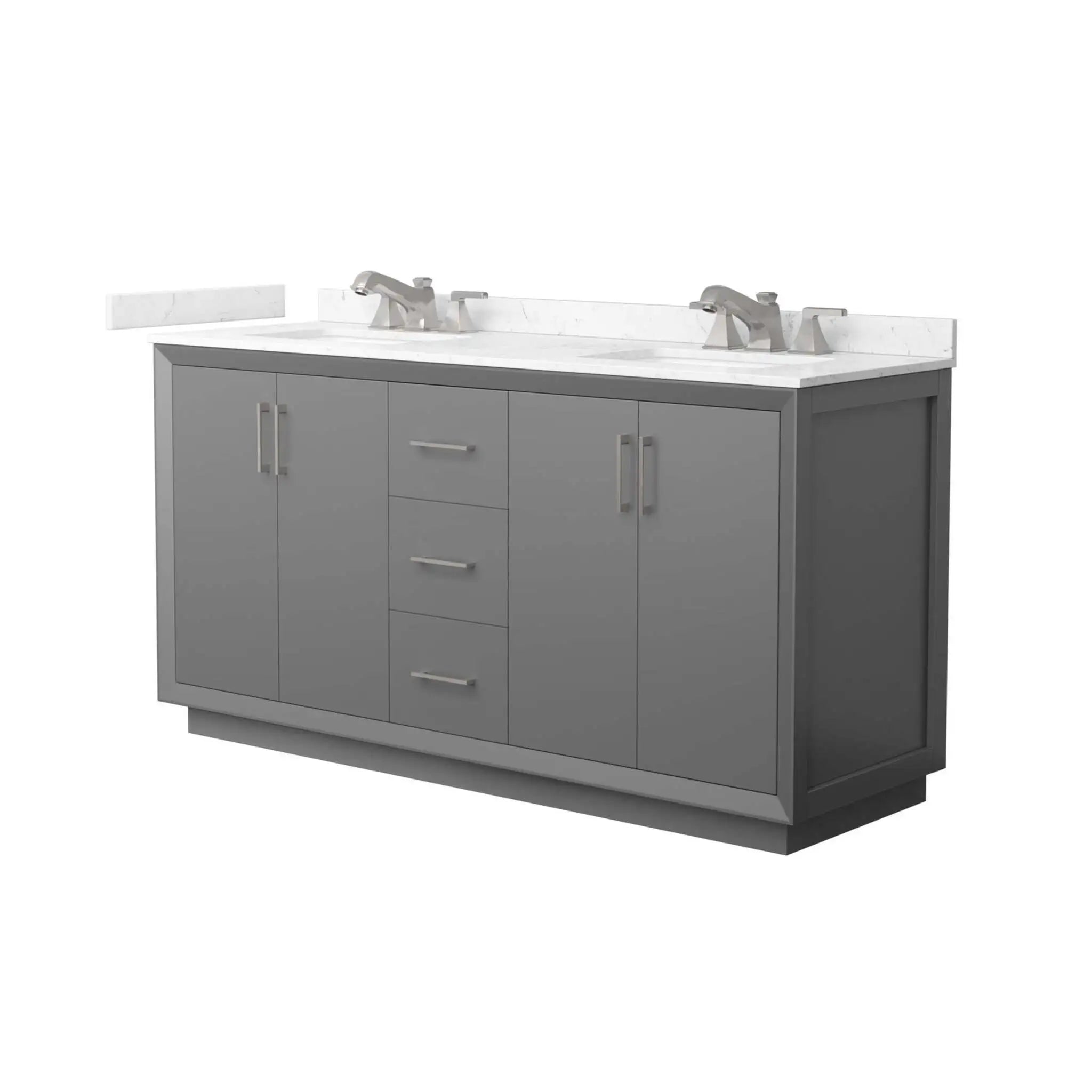 66" Strada Double Bathroom Vanity in Dark Gray with Brushed Nickel Trim by Wyndham