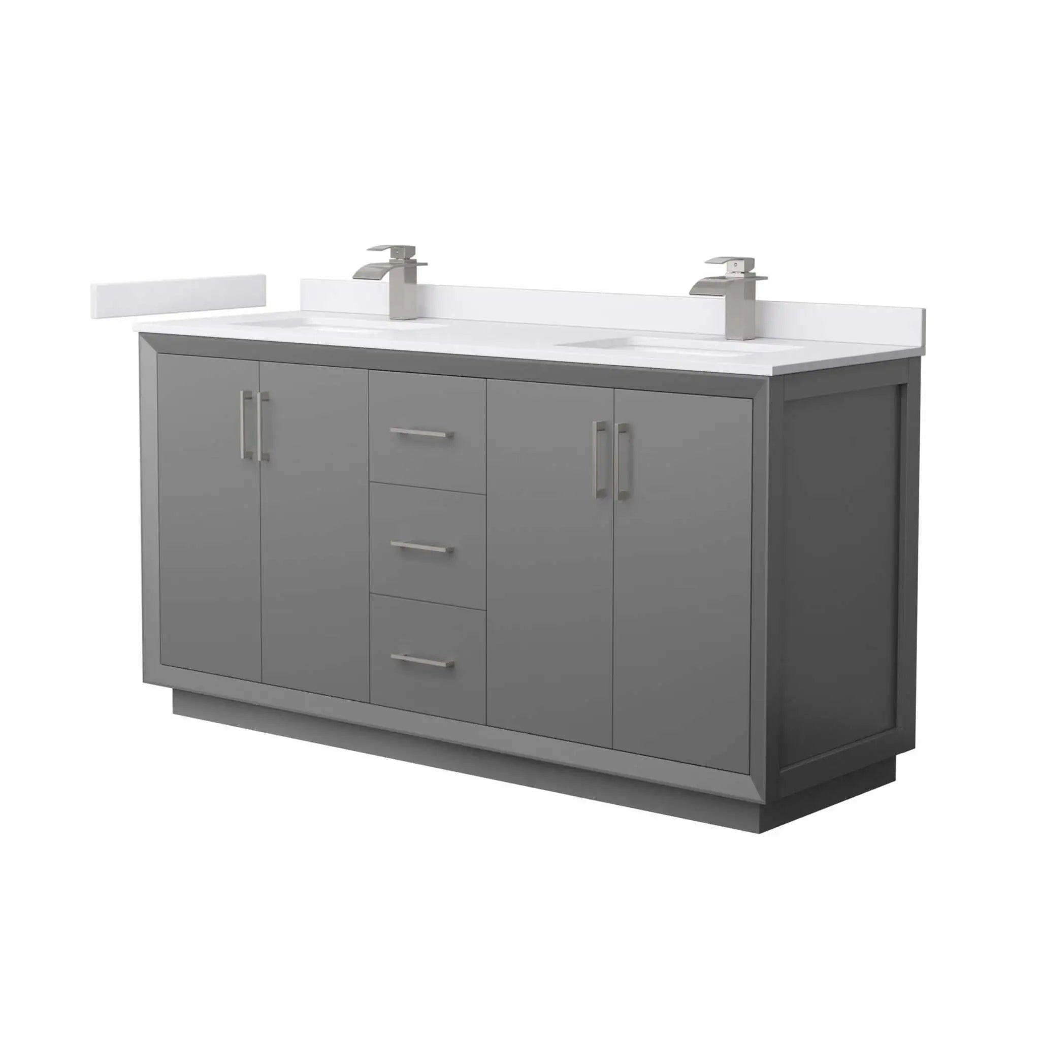 66" Strada Double Bathroom Vanity in Dark Gray with Brushed Nickel Trim by Wyndham
