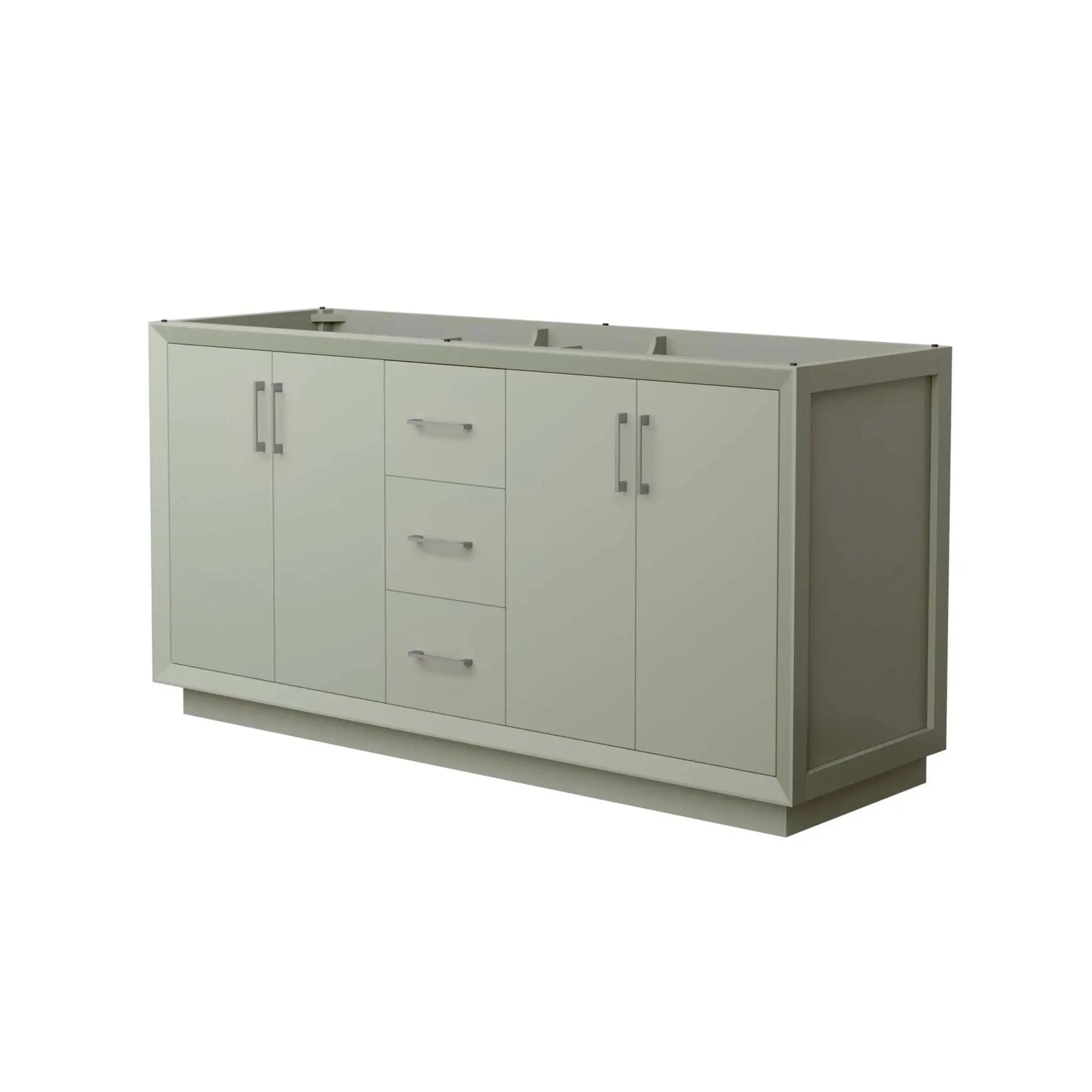 66" Strada Double Bathroom Vanity in Light Green with Brushed Nickel Trim by Wyndham