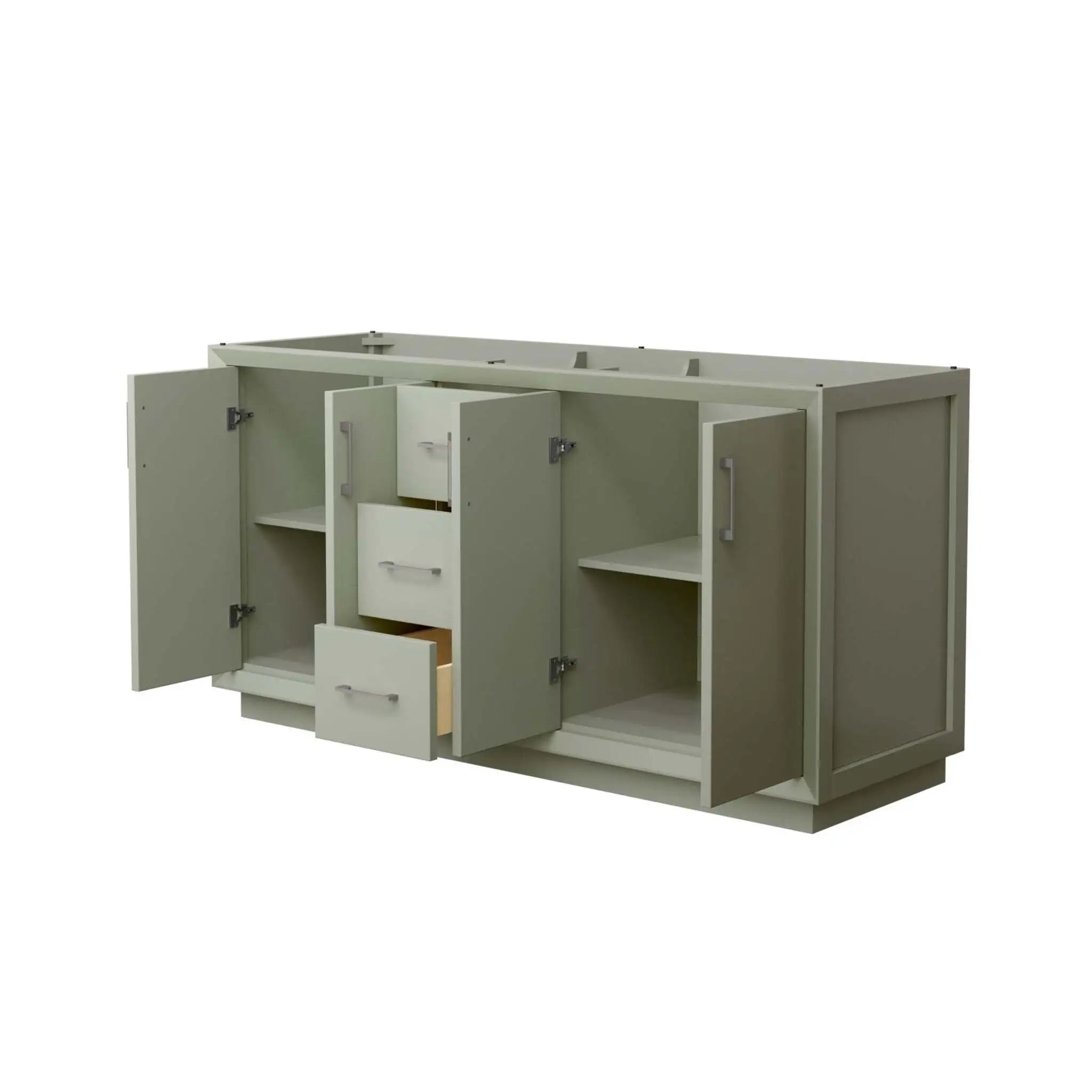 66" Strada Double Bathroom Vanity in Light Green with Brushed Nickel Trim by Wyndham