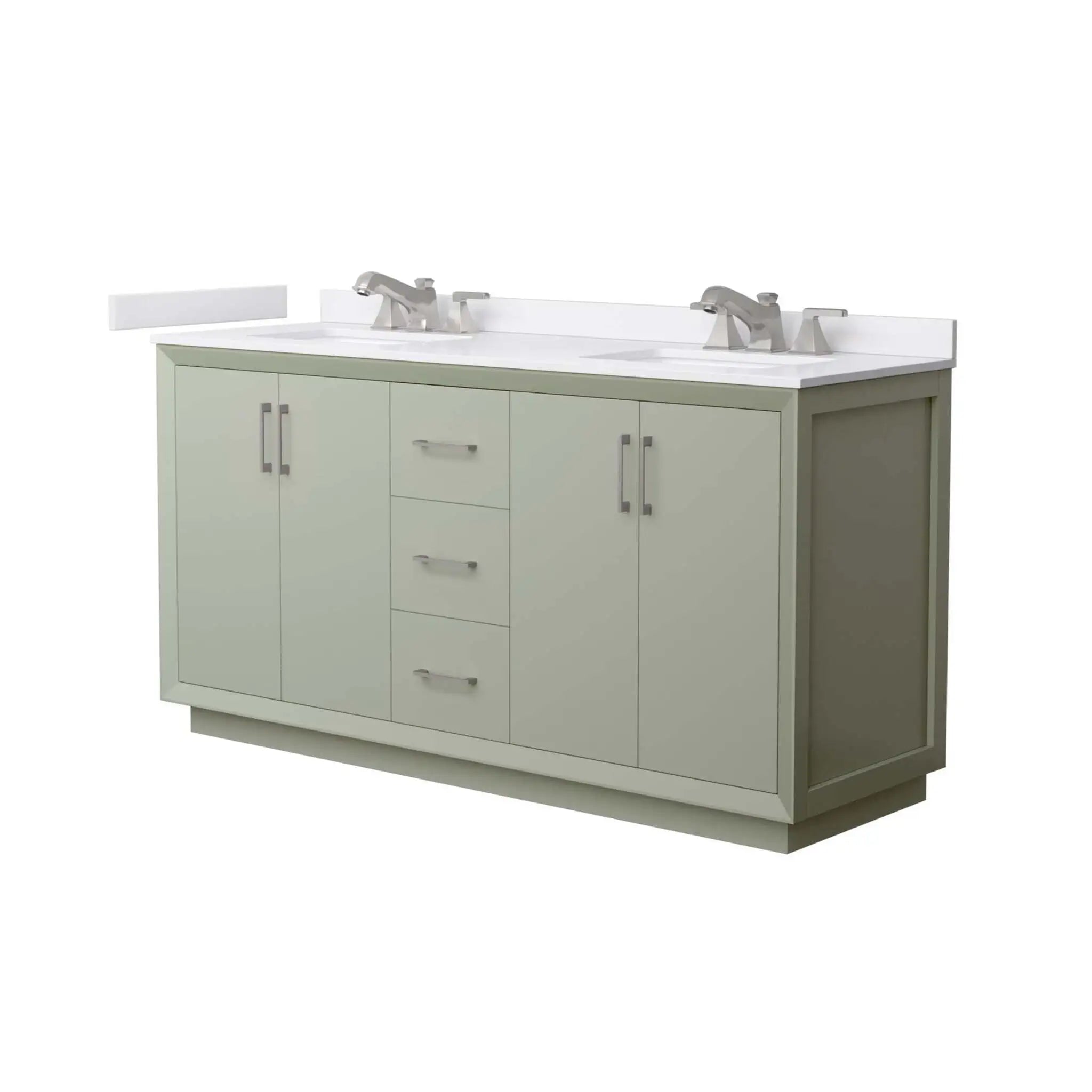 66" Strada Double Bathroom Vanity in Light Green with Brushed Nickel Trim by Wyndham