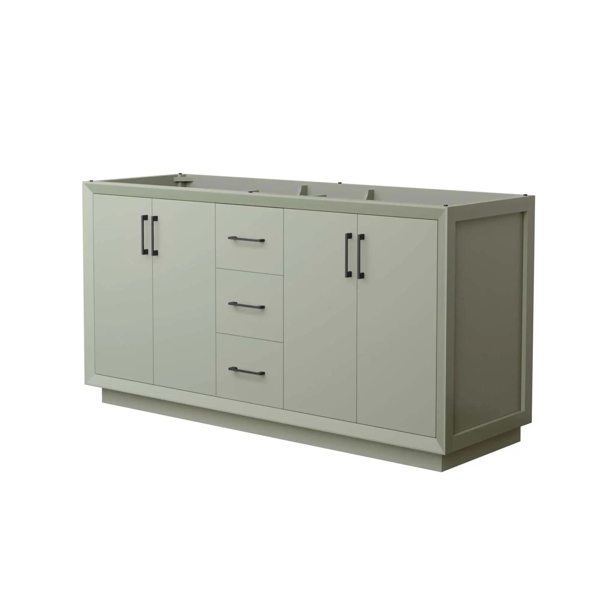 66" Strada Double Bathroom Vanity in Light Green with Matte Black Trim by Wyndham