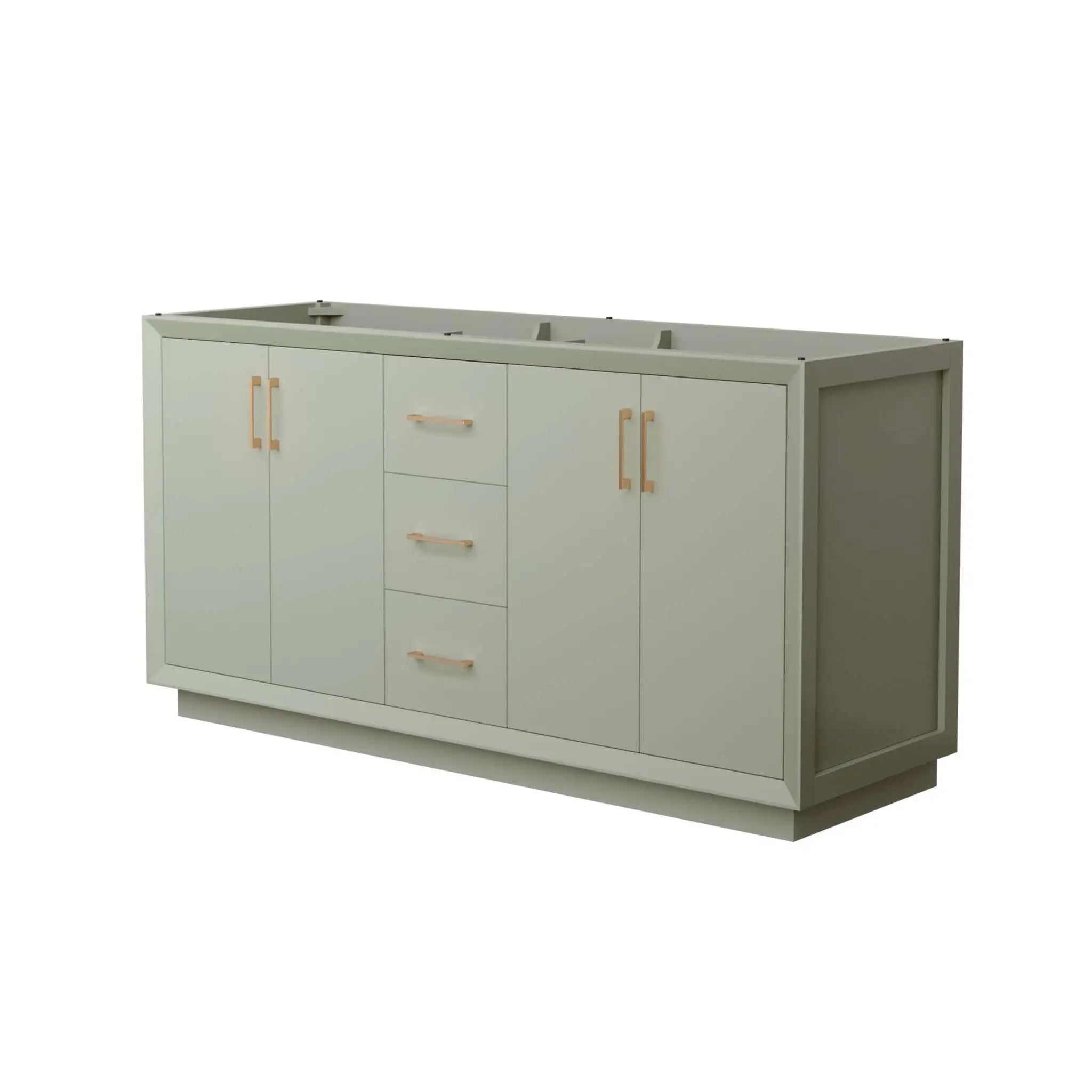 66" Strada Double Bathroom Vanity in Light Green with Satin Bronze Trim by Wyndham