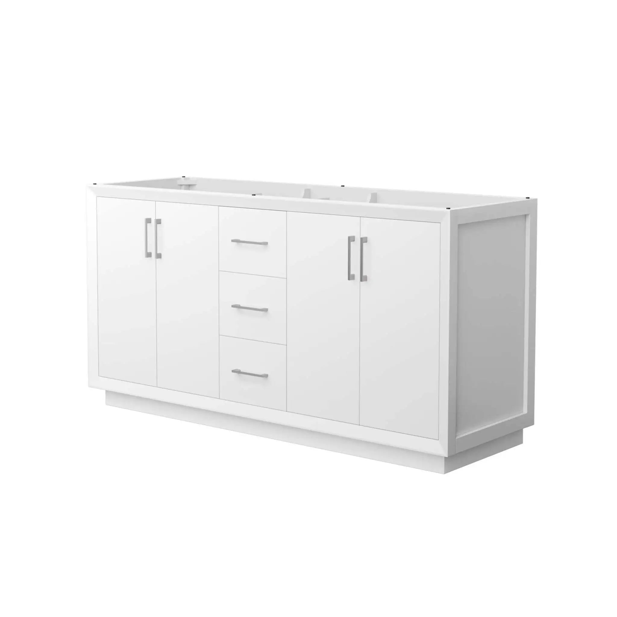 66" Strada Double Bathroom Vanity in White with Brushed Nickel Trim by Wyndham