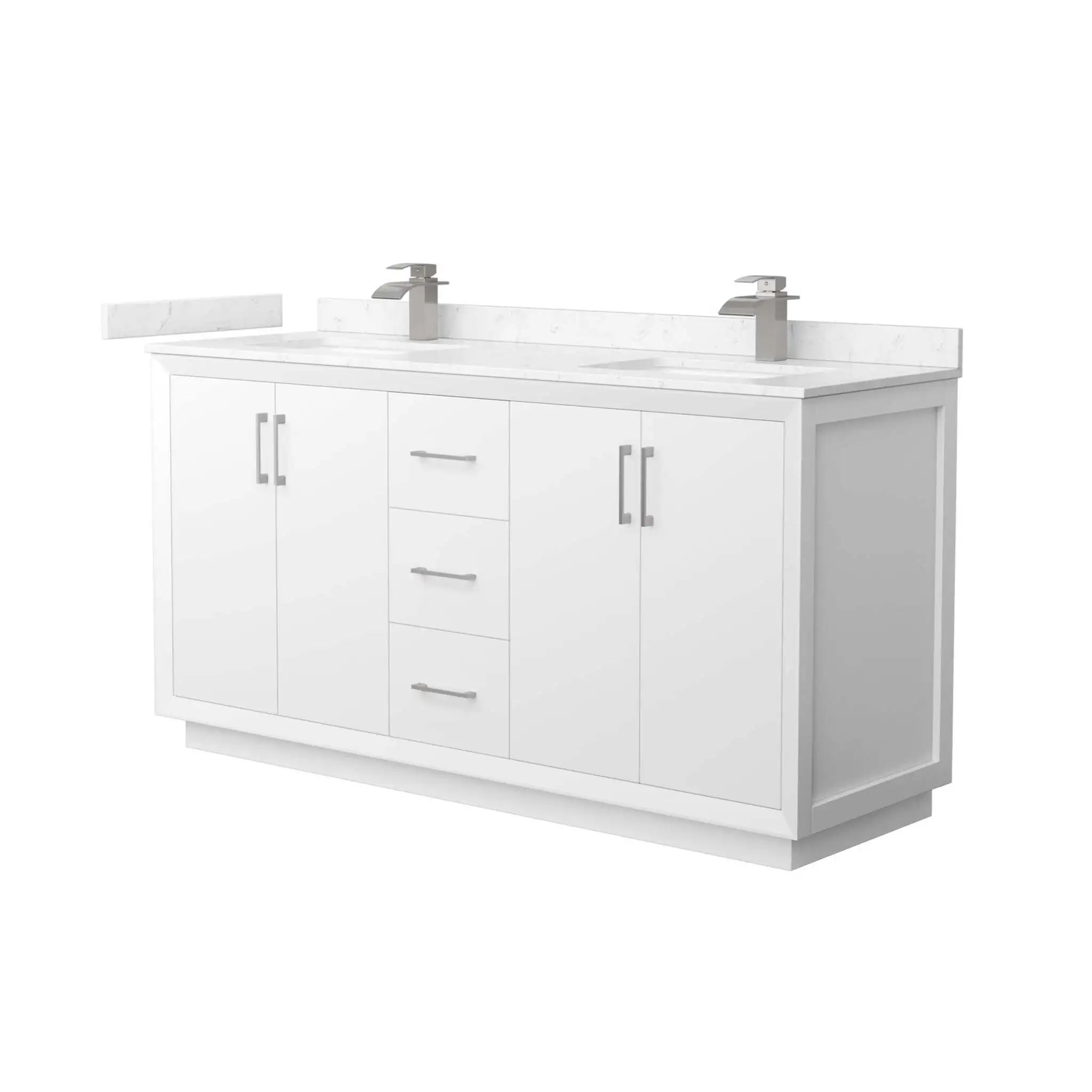 66" Strada Double Bathroom Vanity in White with Brushed Nickel Trim by Wyndham