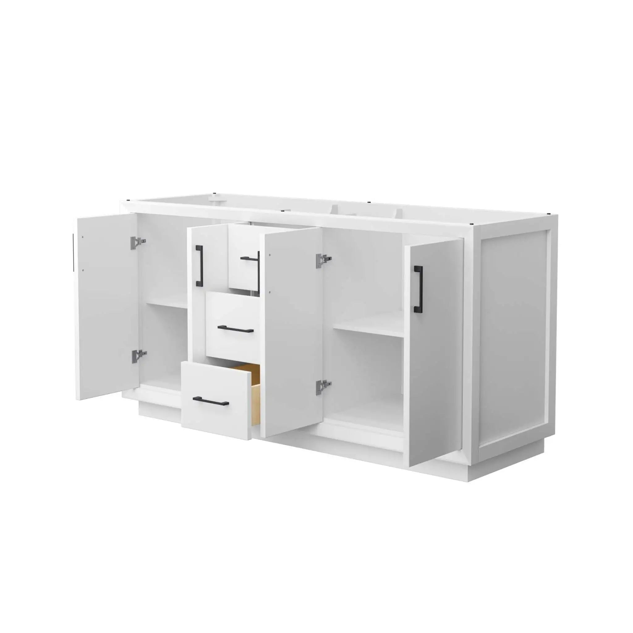 66" Strada Double Bathroom Vanity in White with Matte Black Trim by Wyndham