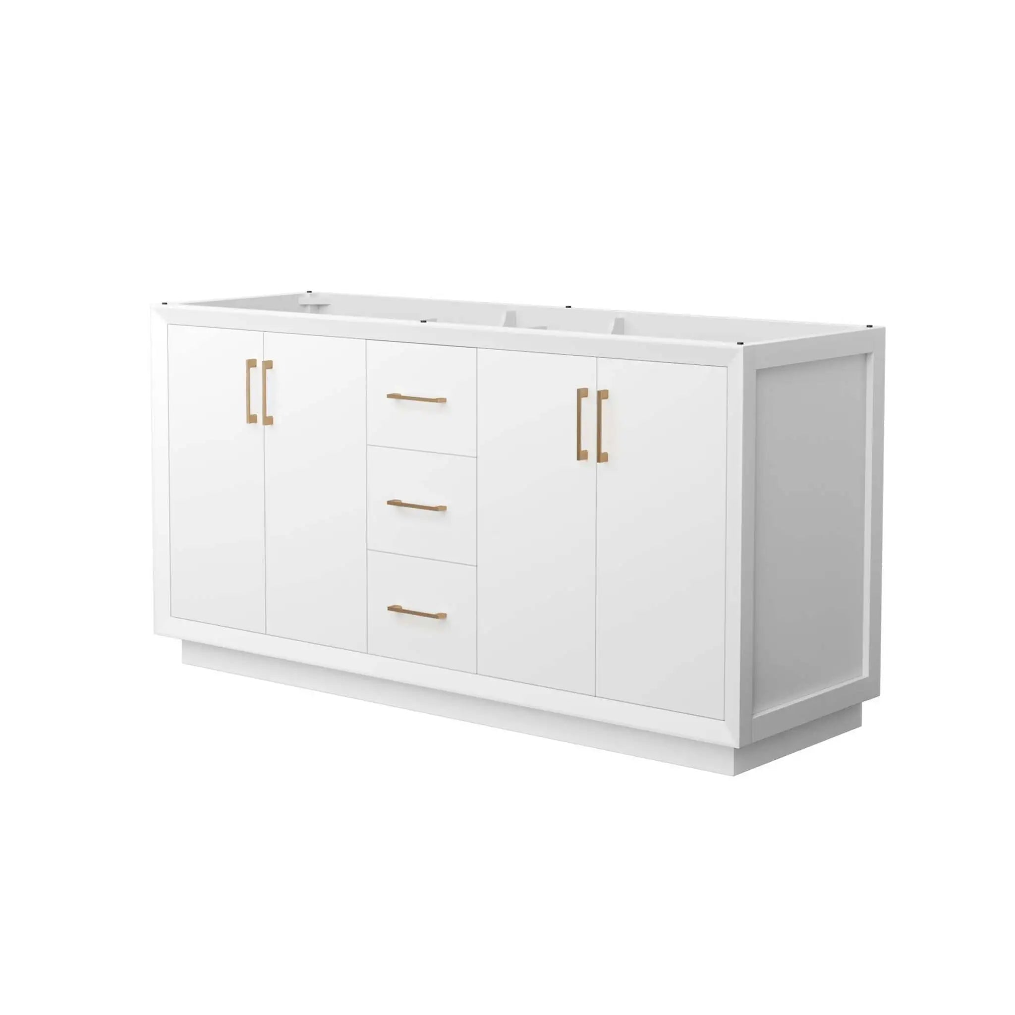 66" Strada Double Bathroom Vanity in White with Satin Bronze Trim by Wyndham