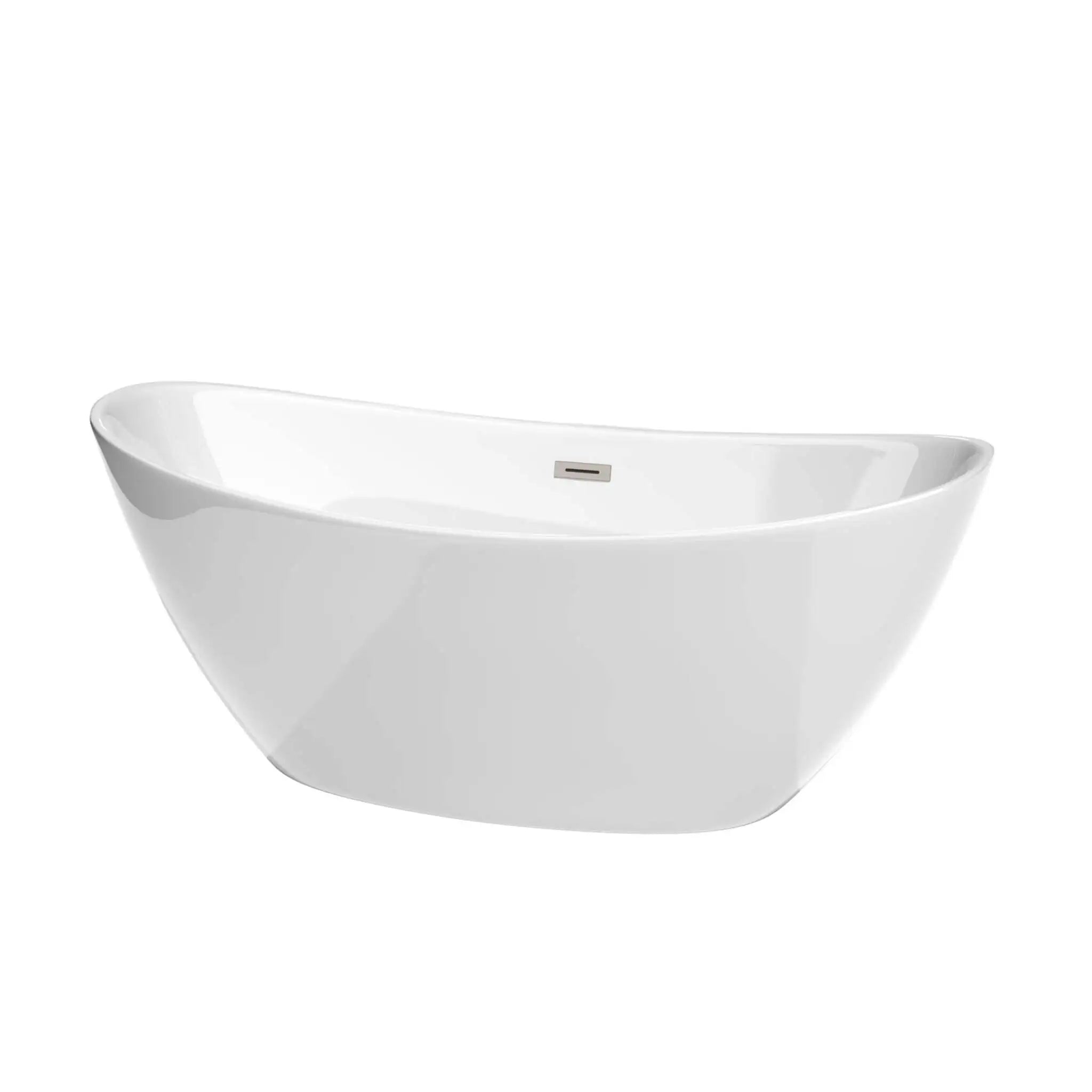 66" White Freestanding Bathtub, Brushed Nickel Trim - Dorrit by Wyndham (WCBTE652066BNTRIM) image