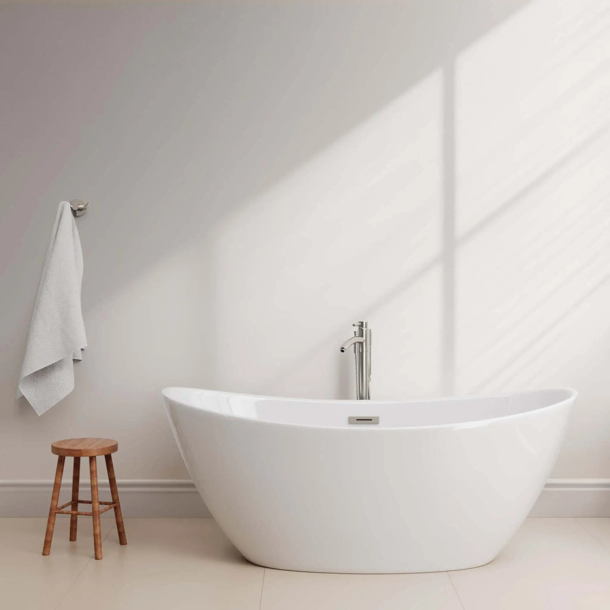 66" White Freestanding Bathtub with Brushed Nickel Faucet - Dorrit by Wyndham (WCBTE652066ATP11BN) image 2