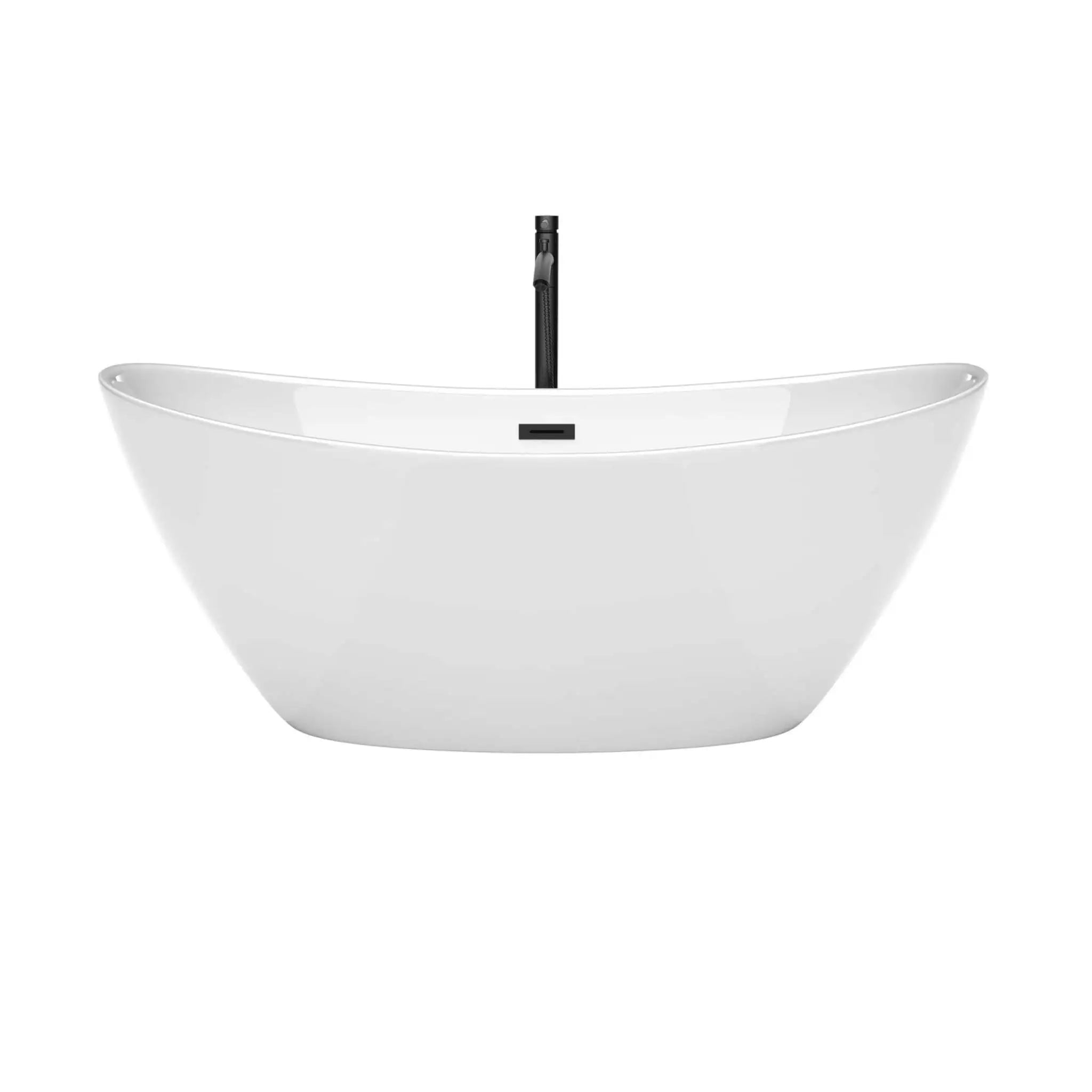 66" White Freestanding Bathtub with Matte Black Faucet - Dorrit by Wyndham (WCBTE652066MBATPBK) image 3