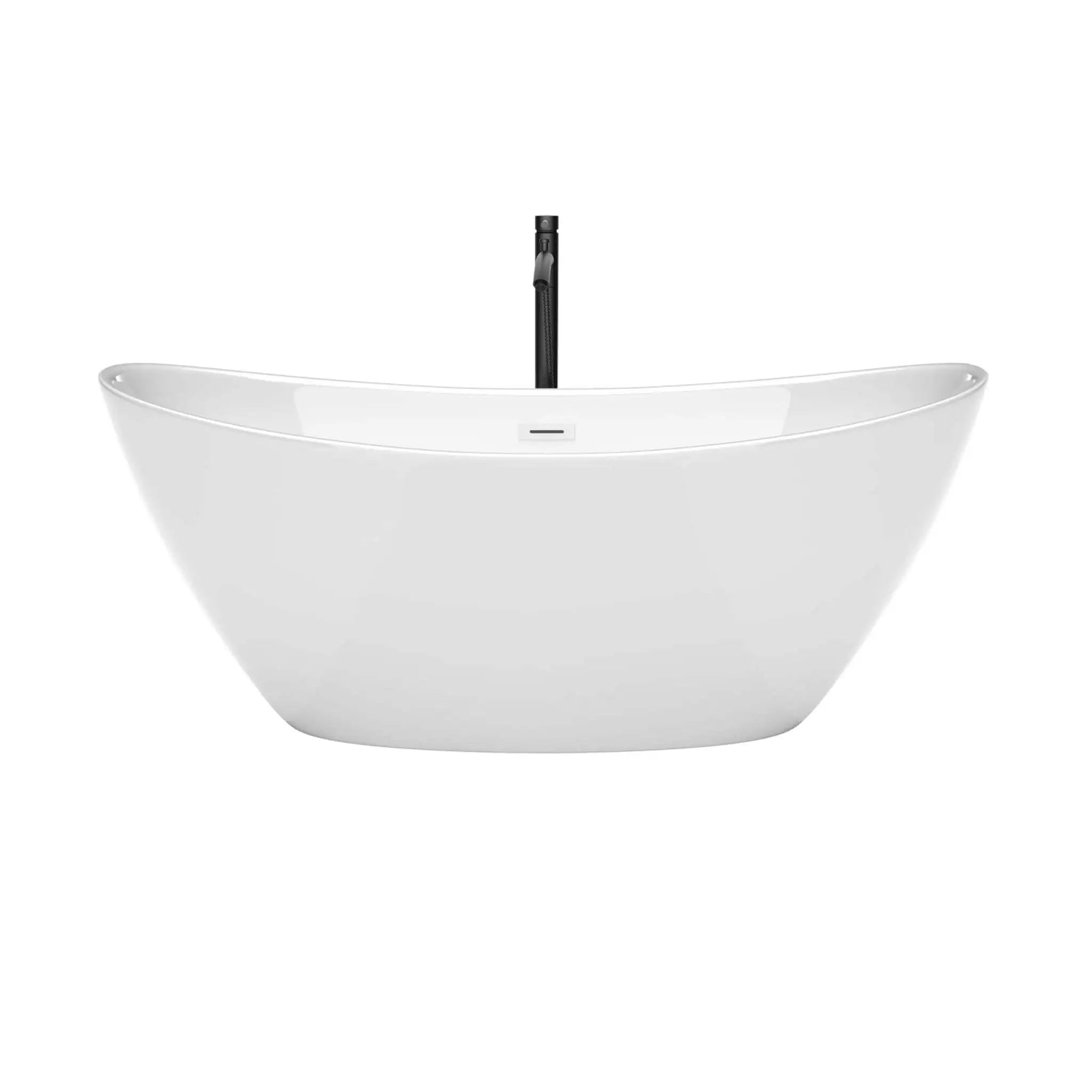 66" White Freestanding Bathtub with Matte Black Faucet - Dorrit by Wyndham (WCBTE652066SWATPBK) image 3