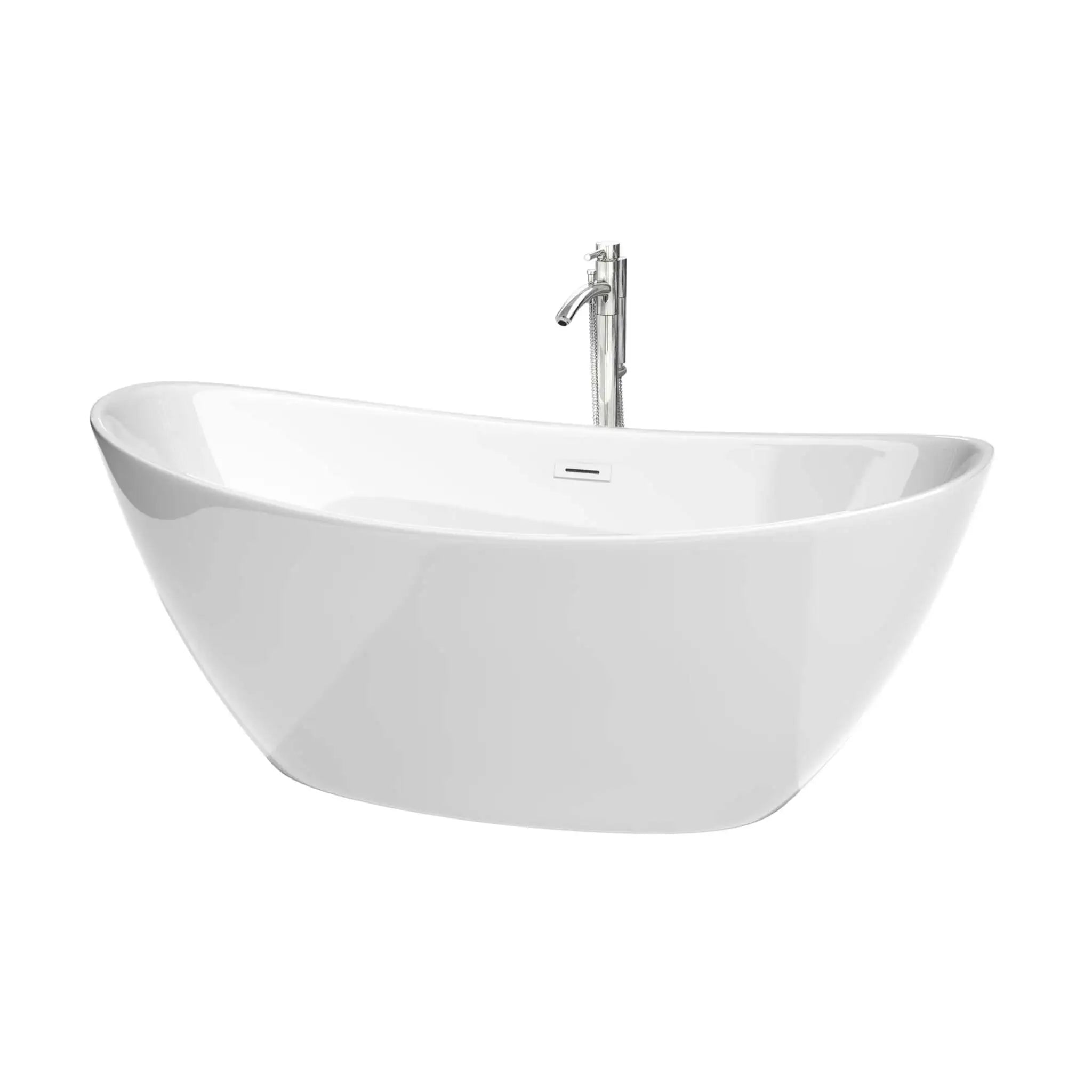 66" White Freestanding Bathtub with Polished Chrome Faucet - Dorrit by Wyndham (WCBTE652066SWATPPC) image